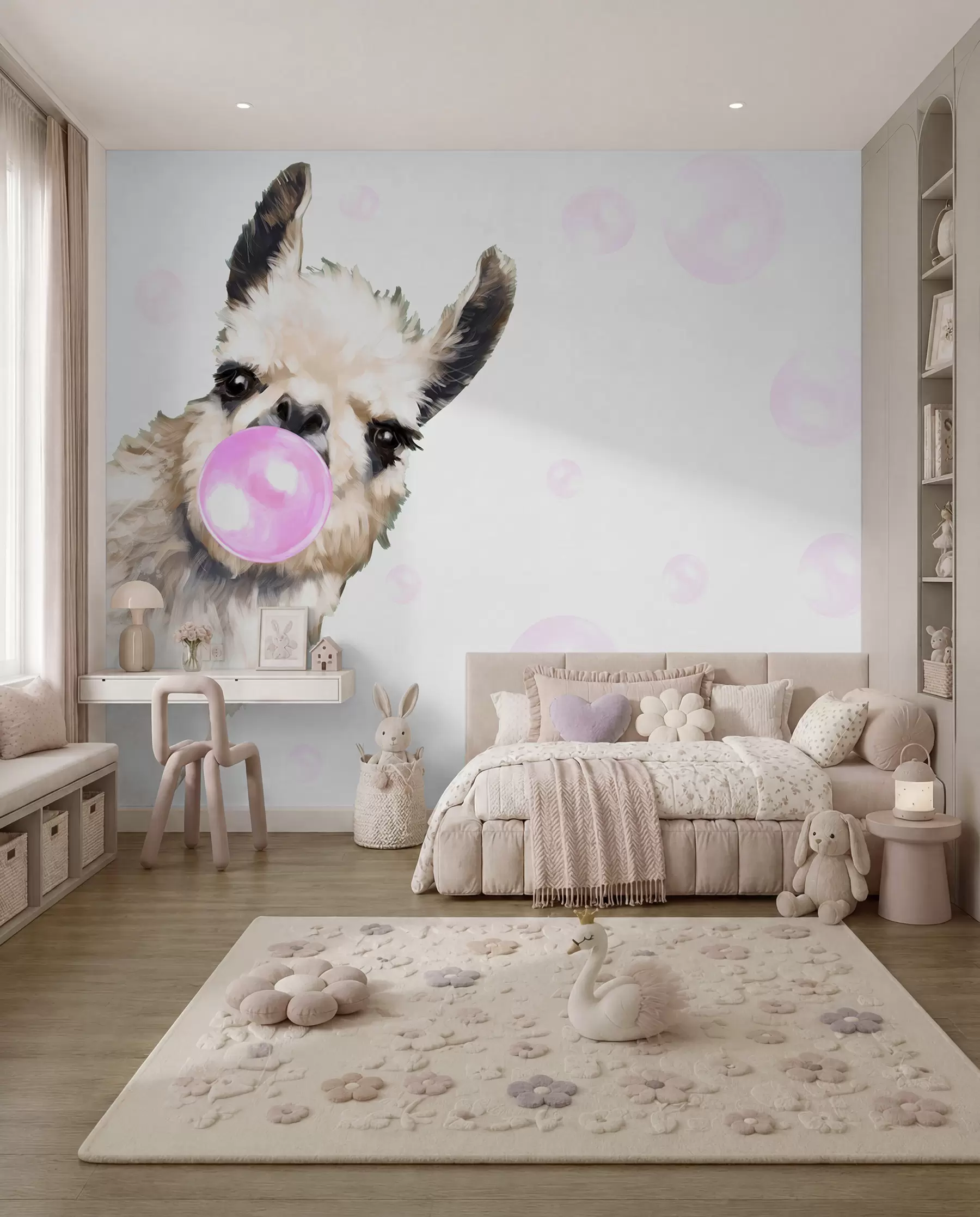 Fototapete Lama mit Kaugummiblase u98952