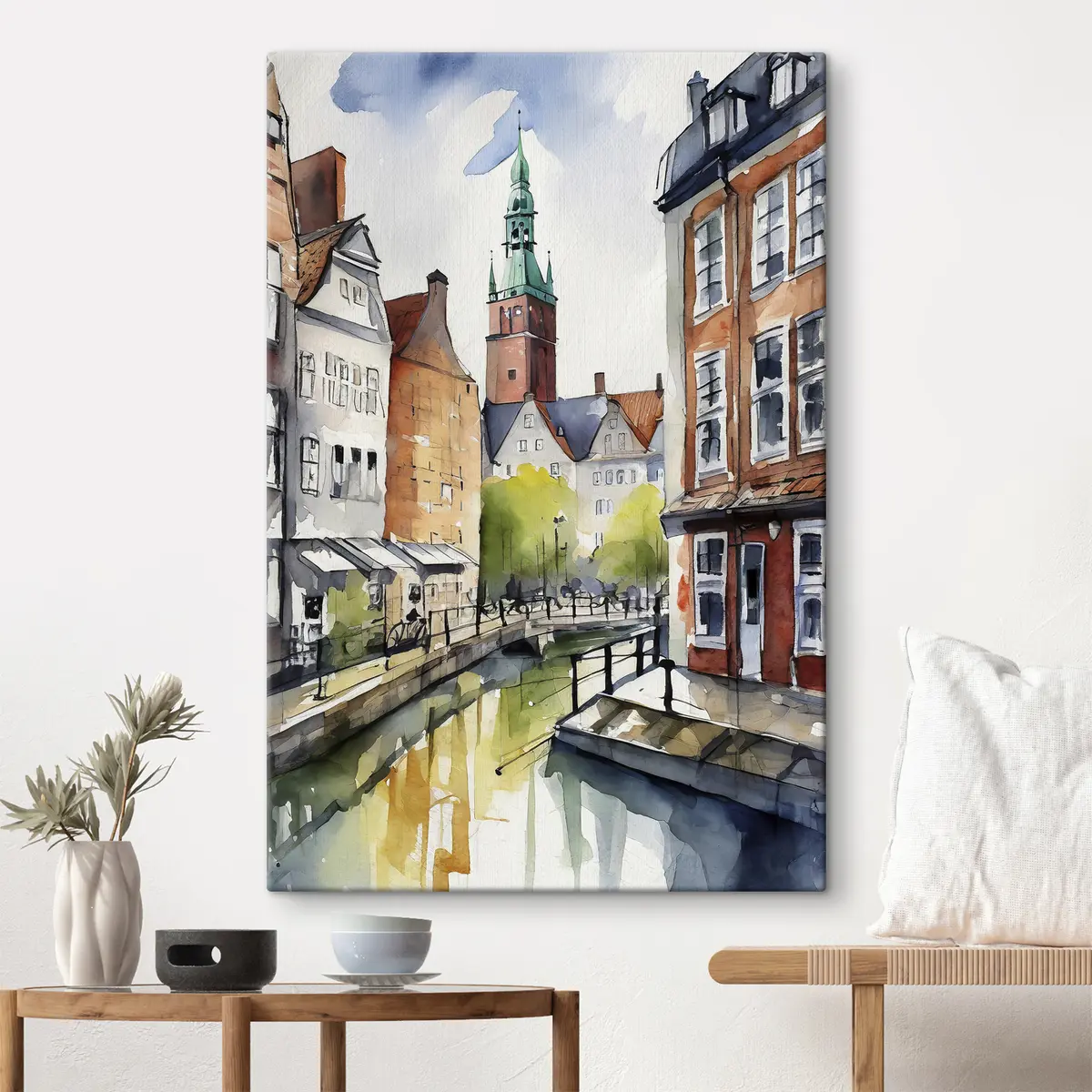 Wandbilder Bezaubernde Kanalszene in einer pulsierenden Stadt s36682