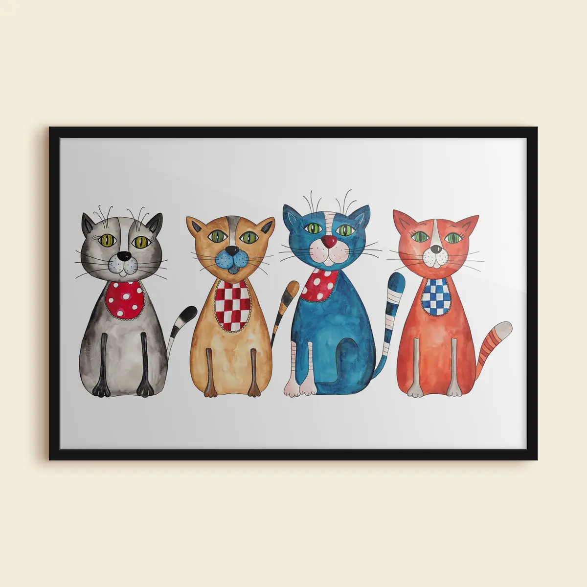 Poster Bunte Katzen mit charmantem Gesichtsausdruck f08754