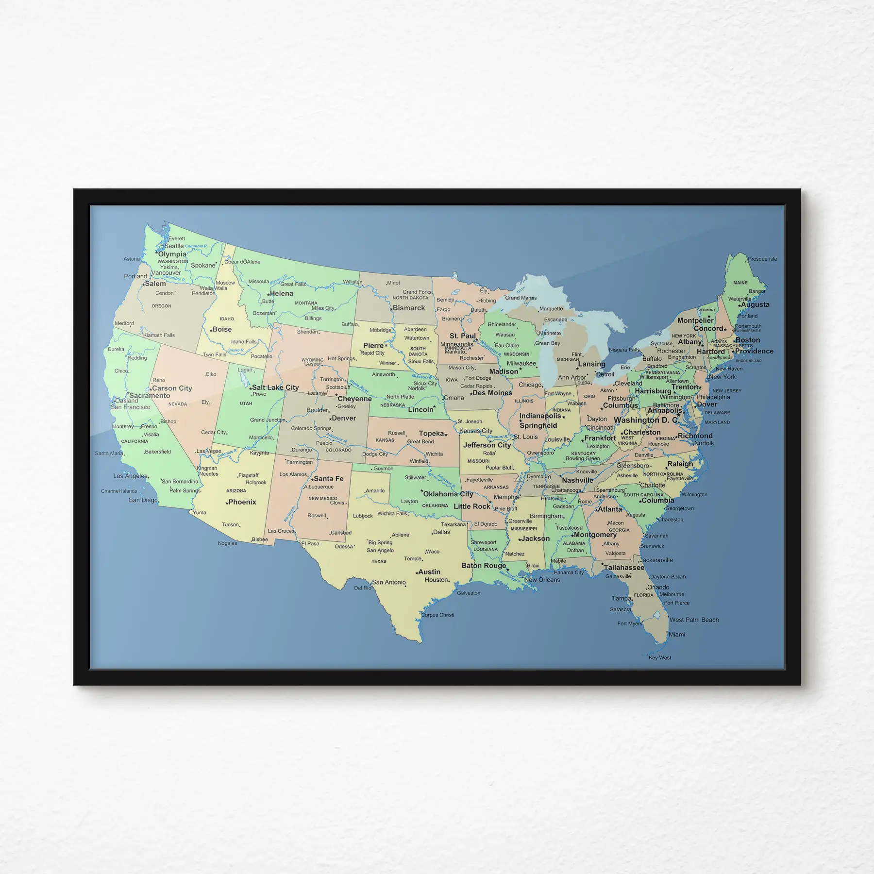 Fototapete Karte der Vereinigten Staaten angezeigt f09911