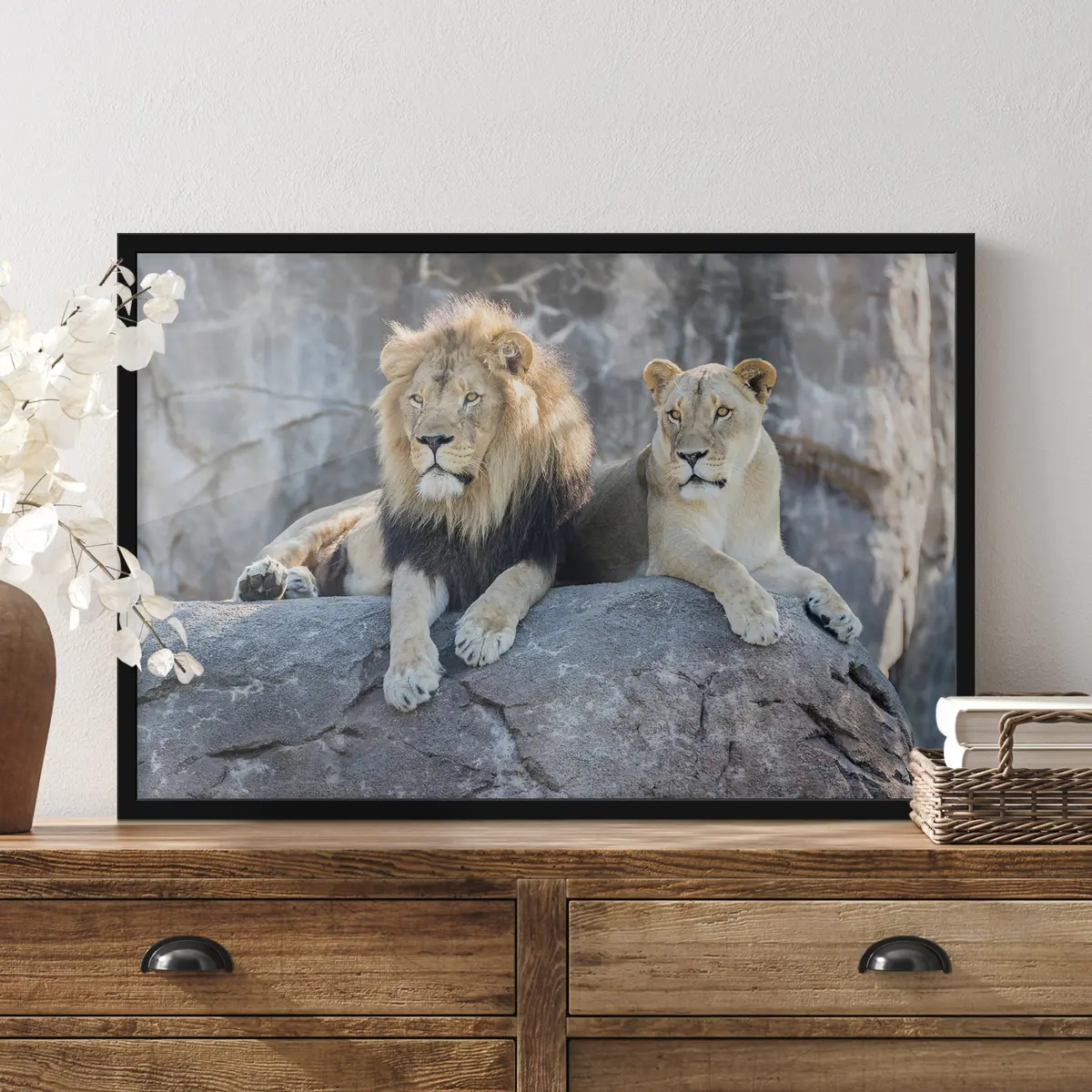 Poster Majestätische Löwen ruhen friedlich zusammen f15278