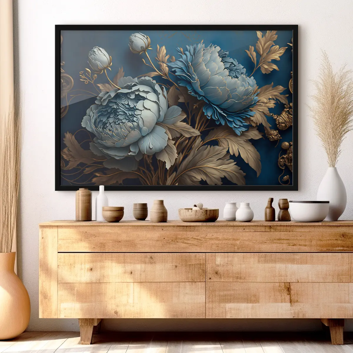 Poster Elegante Blüten vor einem lebhaften Hintergrund f33941