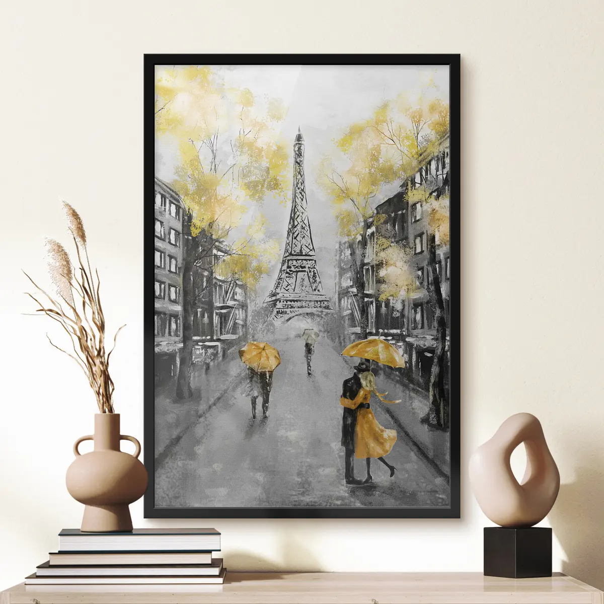 Poster Romantische Umarmung unter dem regnerischen Himmel f34592