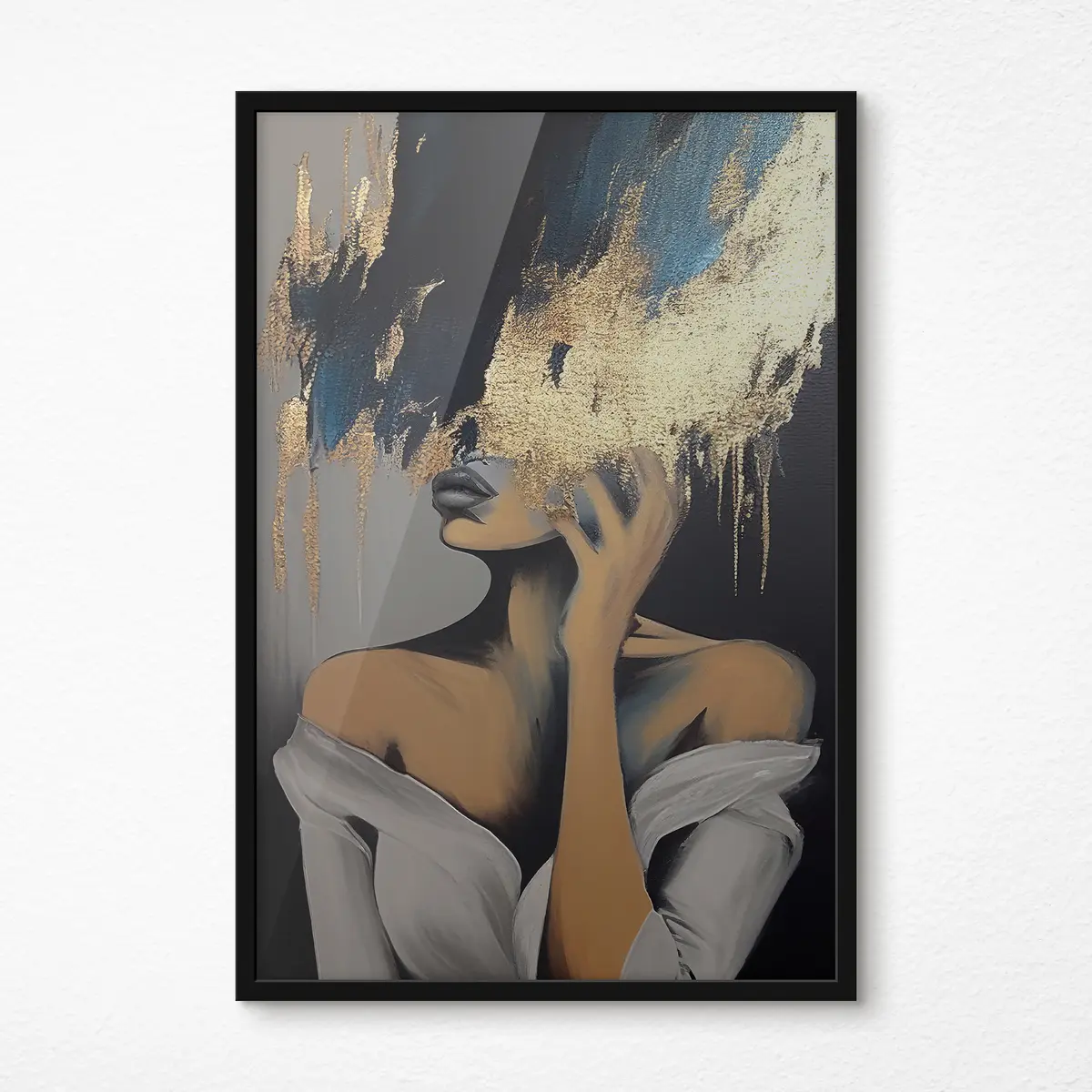 Poster Junge Frau mit schwarzer Farbe auf ihrem Gesicht f34863