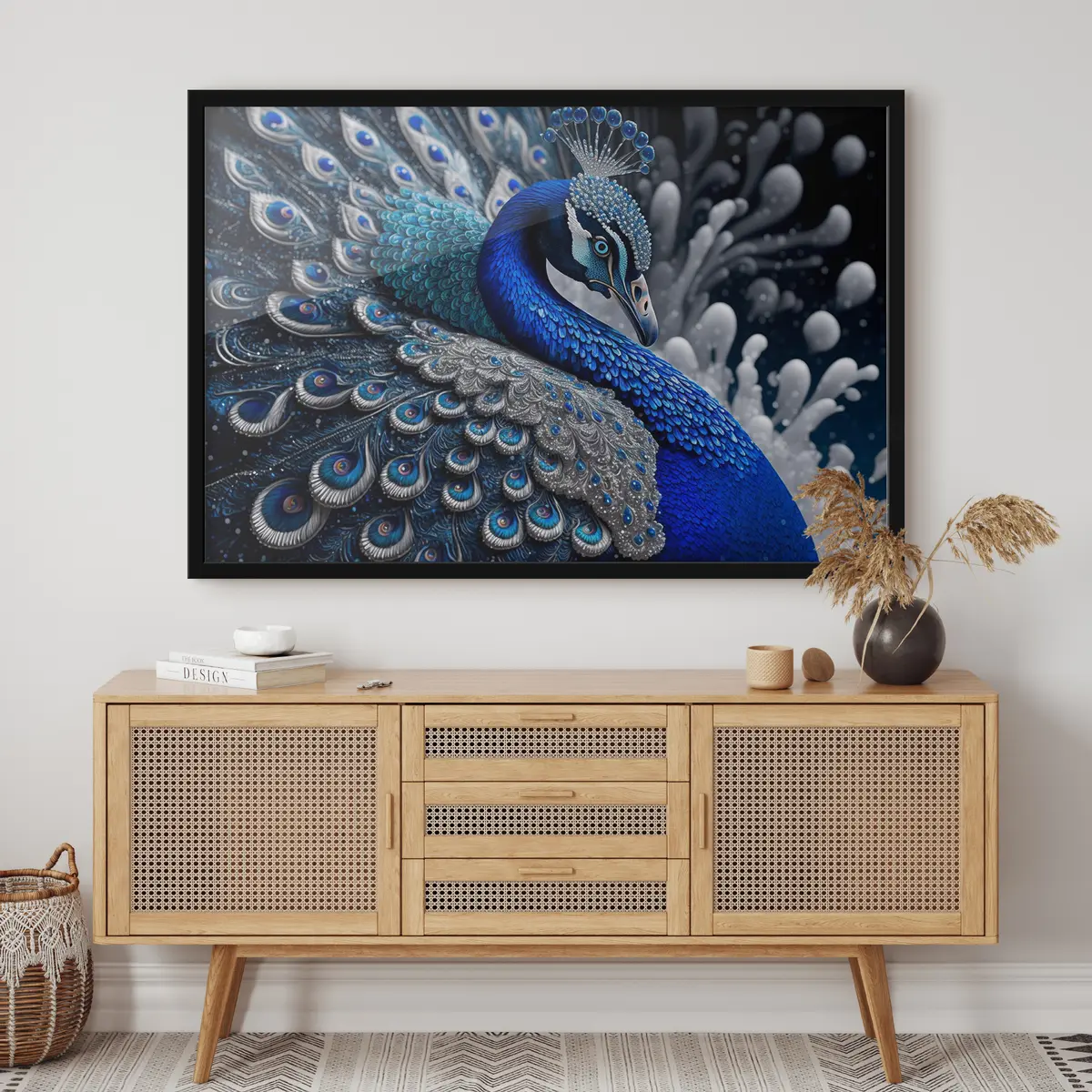 Poster Lebendiger Pfau in atemberaubenden Farbtönen f34874