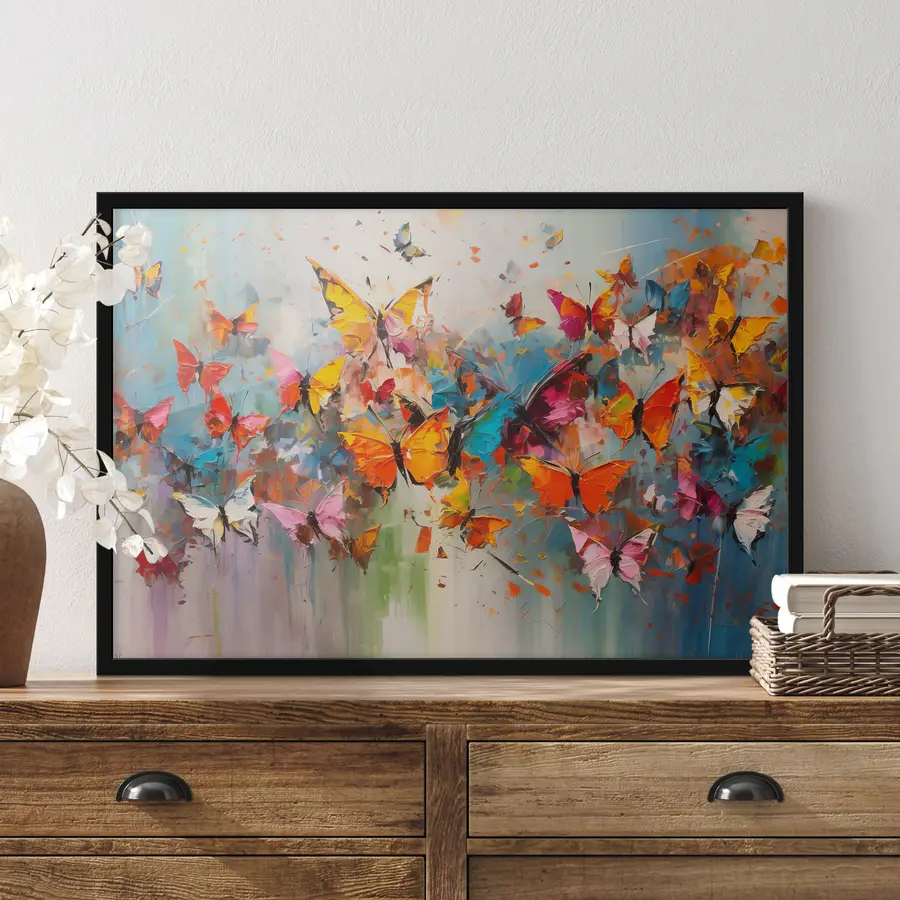 Fototapete Lebhafter Tanz bunter Schmetterlinge f35376