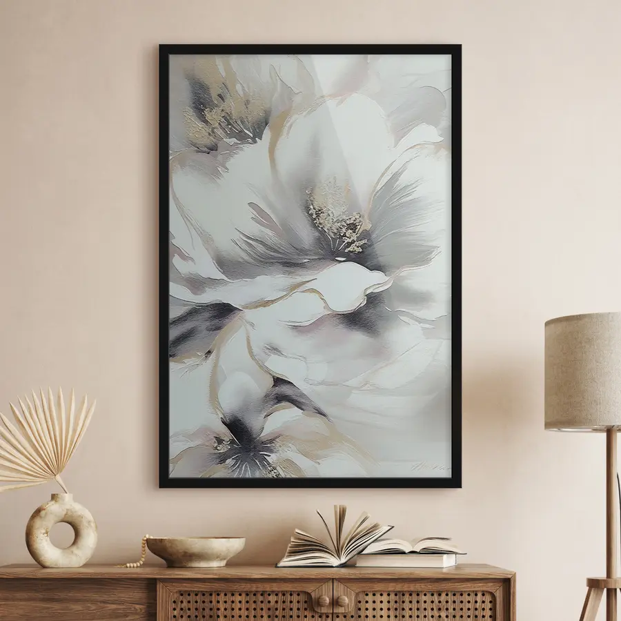 Fototapete Blumenmuster mit Blättern, Pflanzen und Bambus f35428