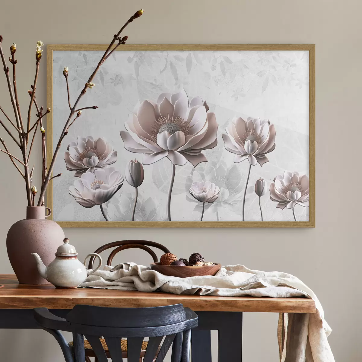 Poster Elegante Blüten vor einem ruhigen Hintergrund f35736