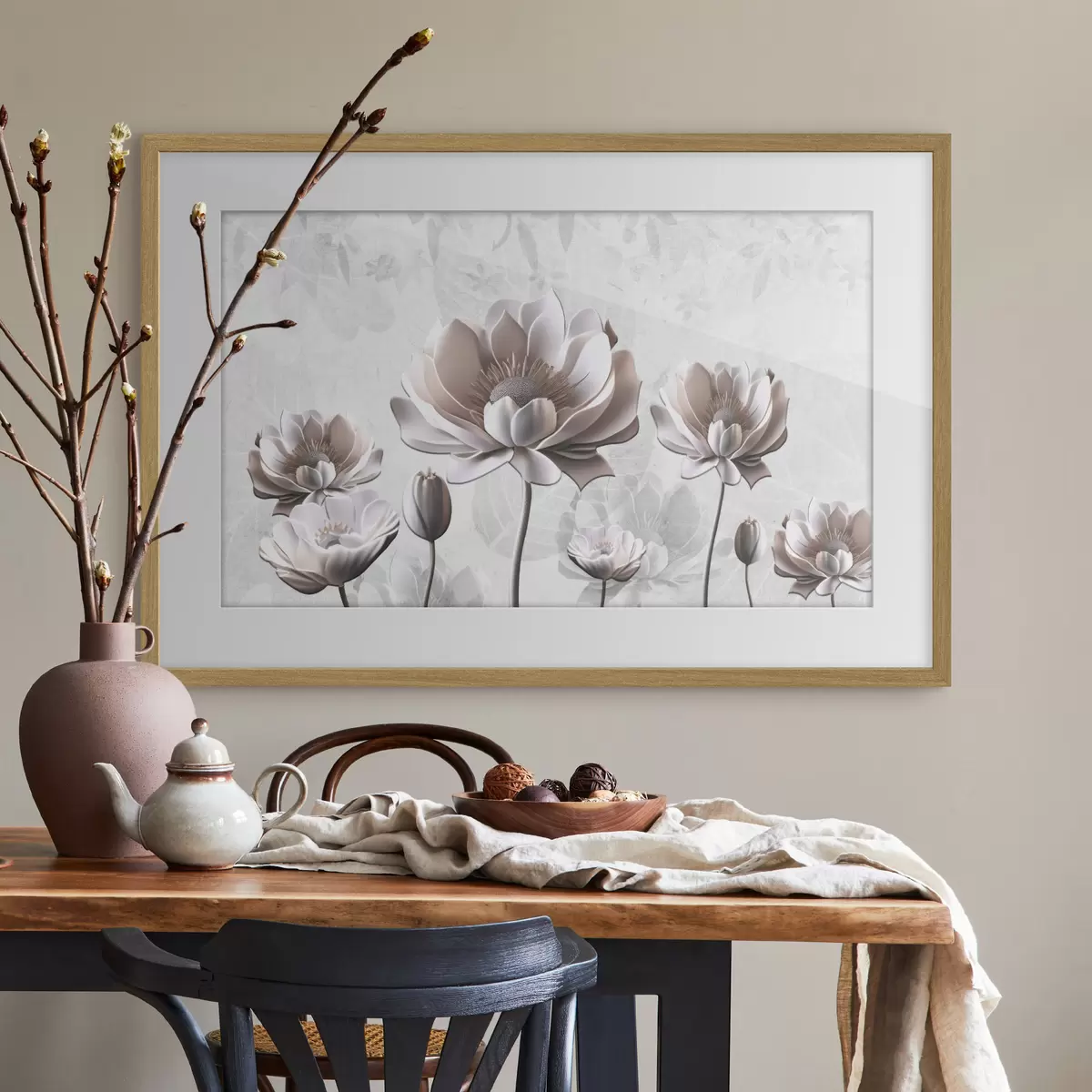 Poster Elegante Blüten vor einem ruhigen Hintergrund f35736