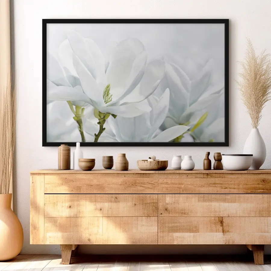 Fototapete Zarte weiße Blütenblätter in sanftem Licht f35784