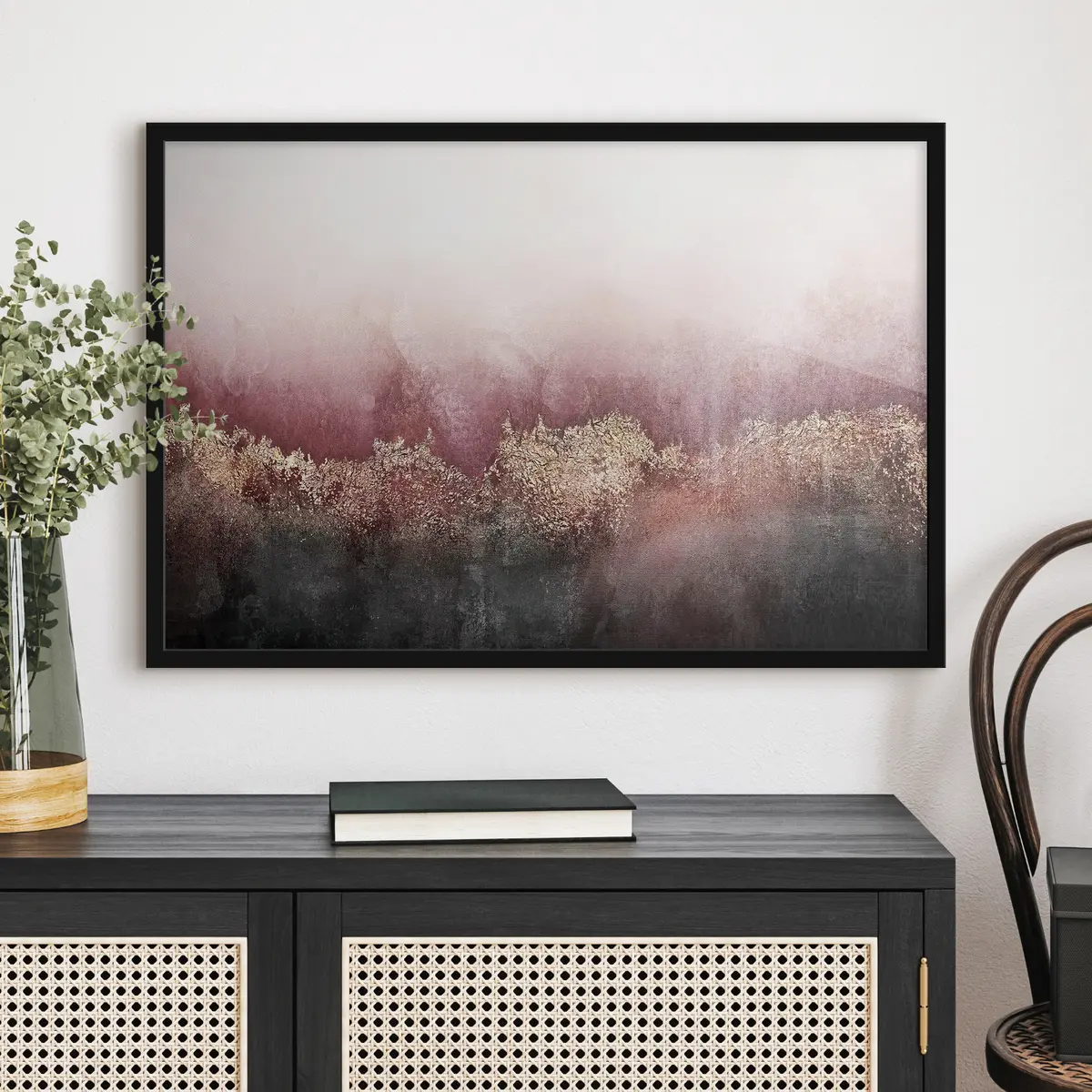 Poster Abstraktion in Bordeauxrot und Schwarz f35844