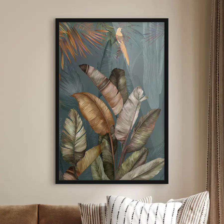 Fototapete Tropische Blätter mit leuchtenden Farbtönen f35860