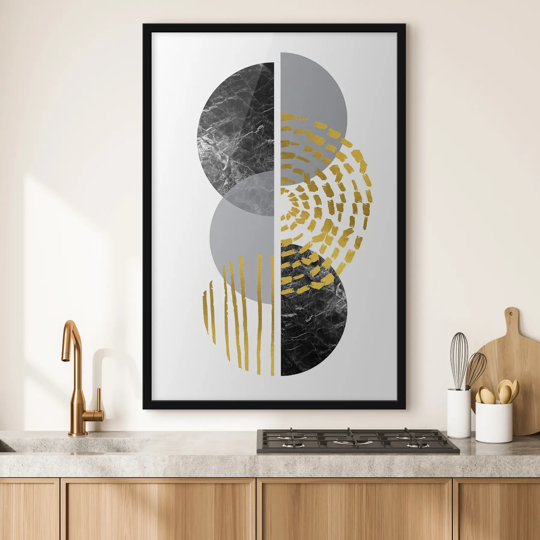 Fototapete Abstrakte Wandgrafik in Weiß, Grau und Schwarz f35942