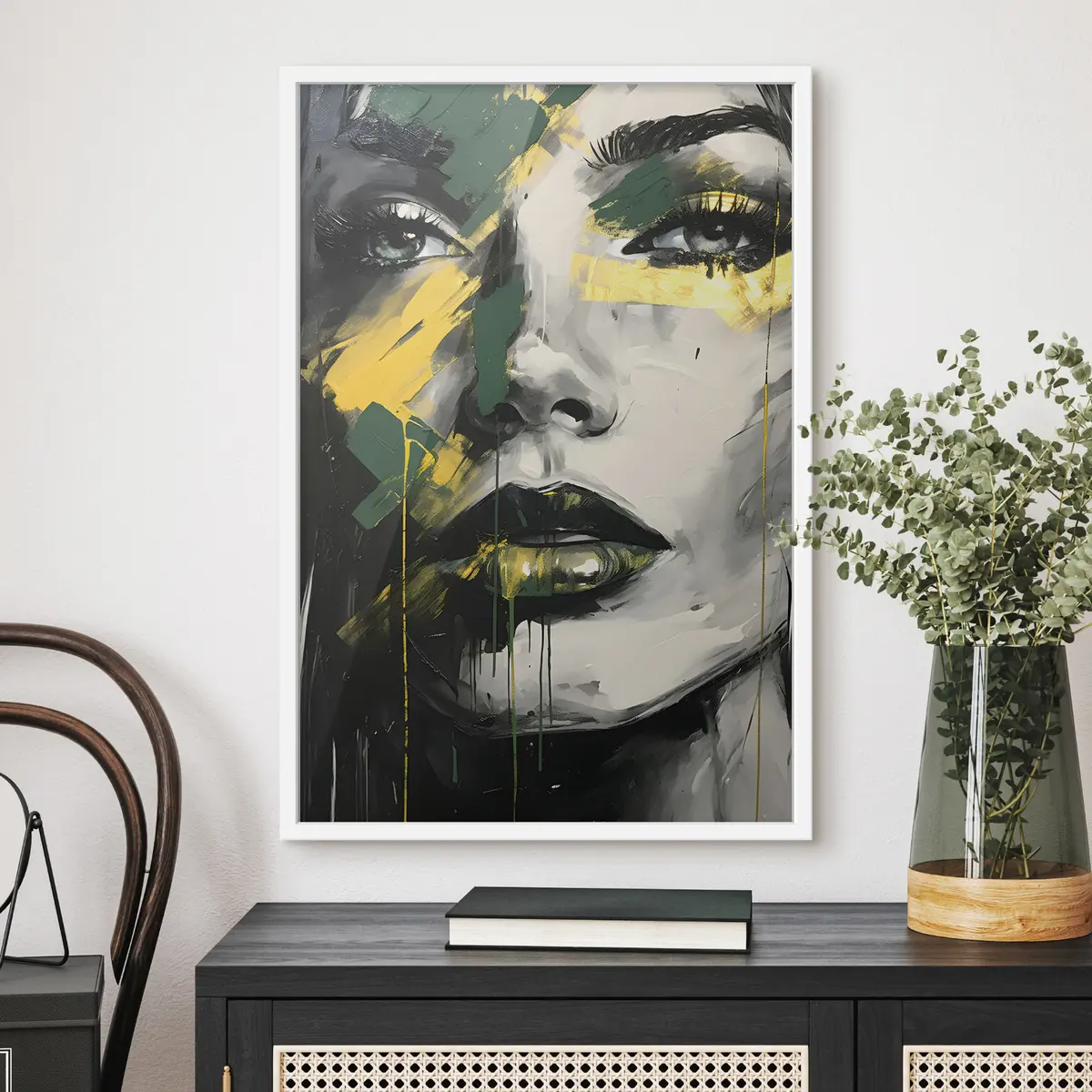 Poster Kräftige Farben auf einem auffälligen Gesicht f36157