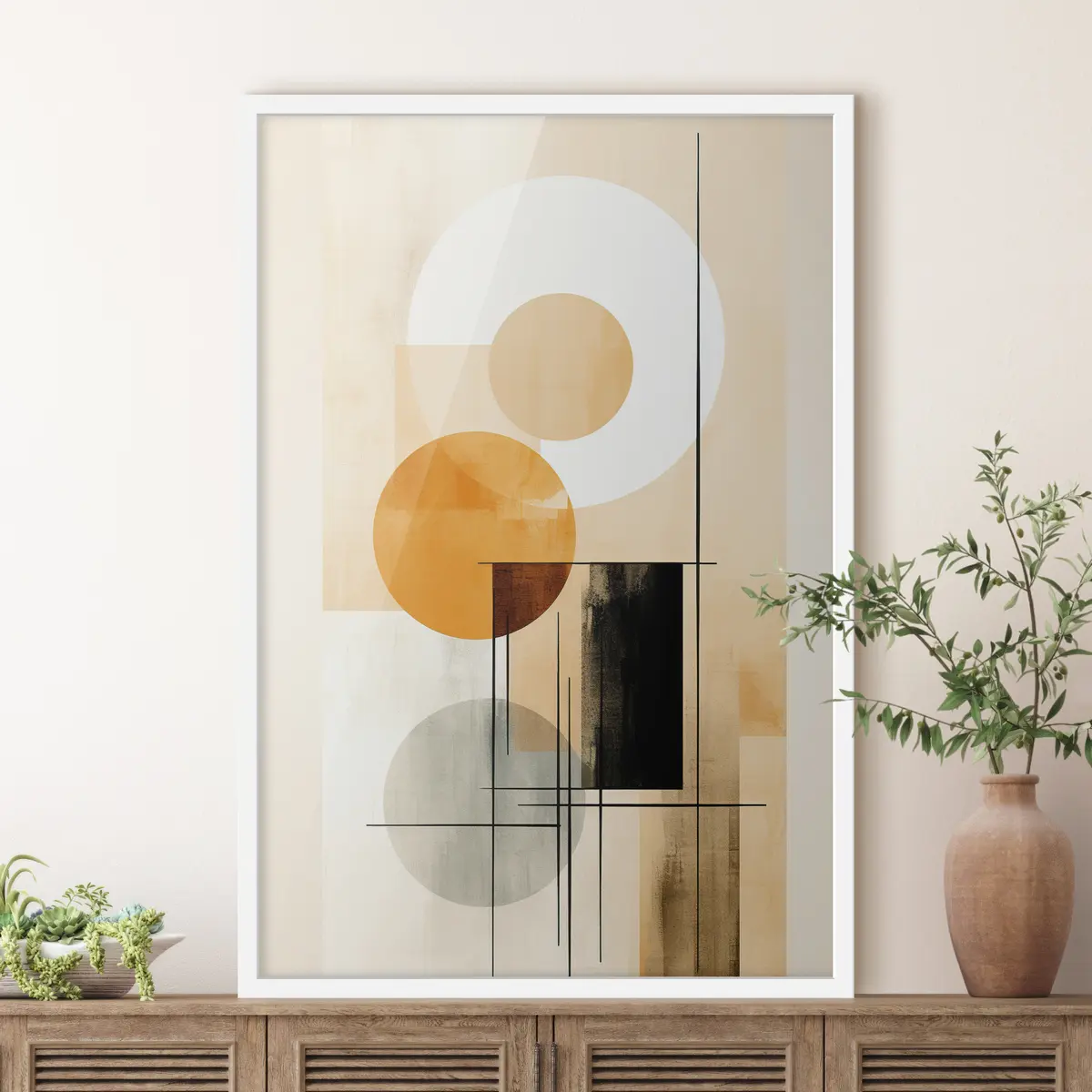 Poster Geometrische Formen in warmen Farbtönen f36145