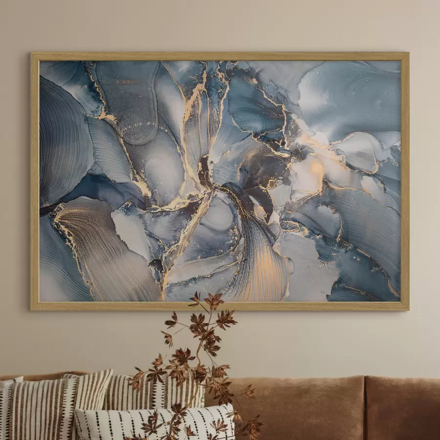Fototapete Elegante Wirbel aus Blau und Beige f36042