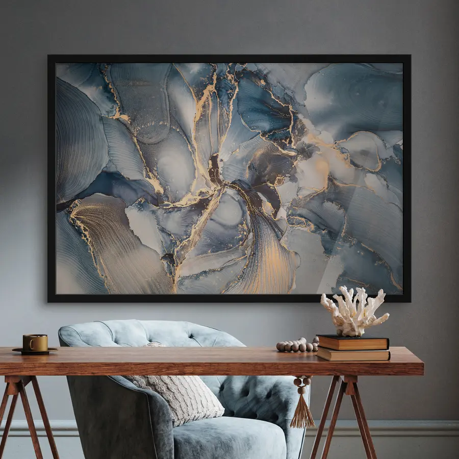 Fototapete Elegante Wirbel aus Blau und Beige f36042