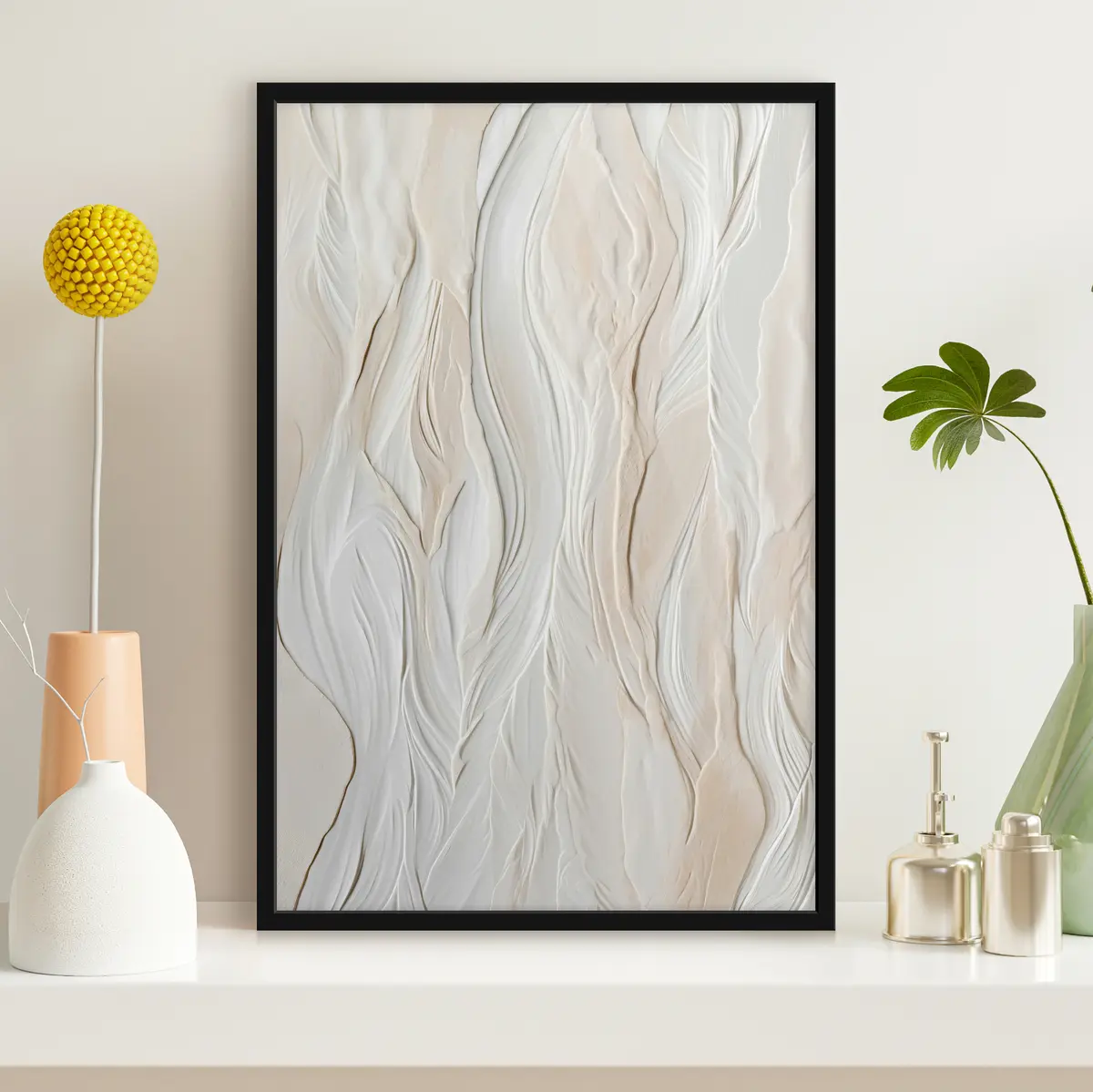 Poster Strukturierte Wellen in sanften, neutralen Farbtönen f36027