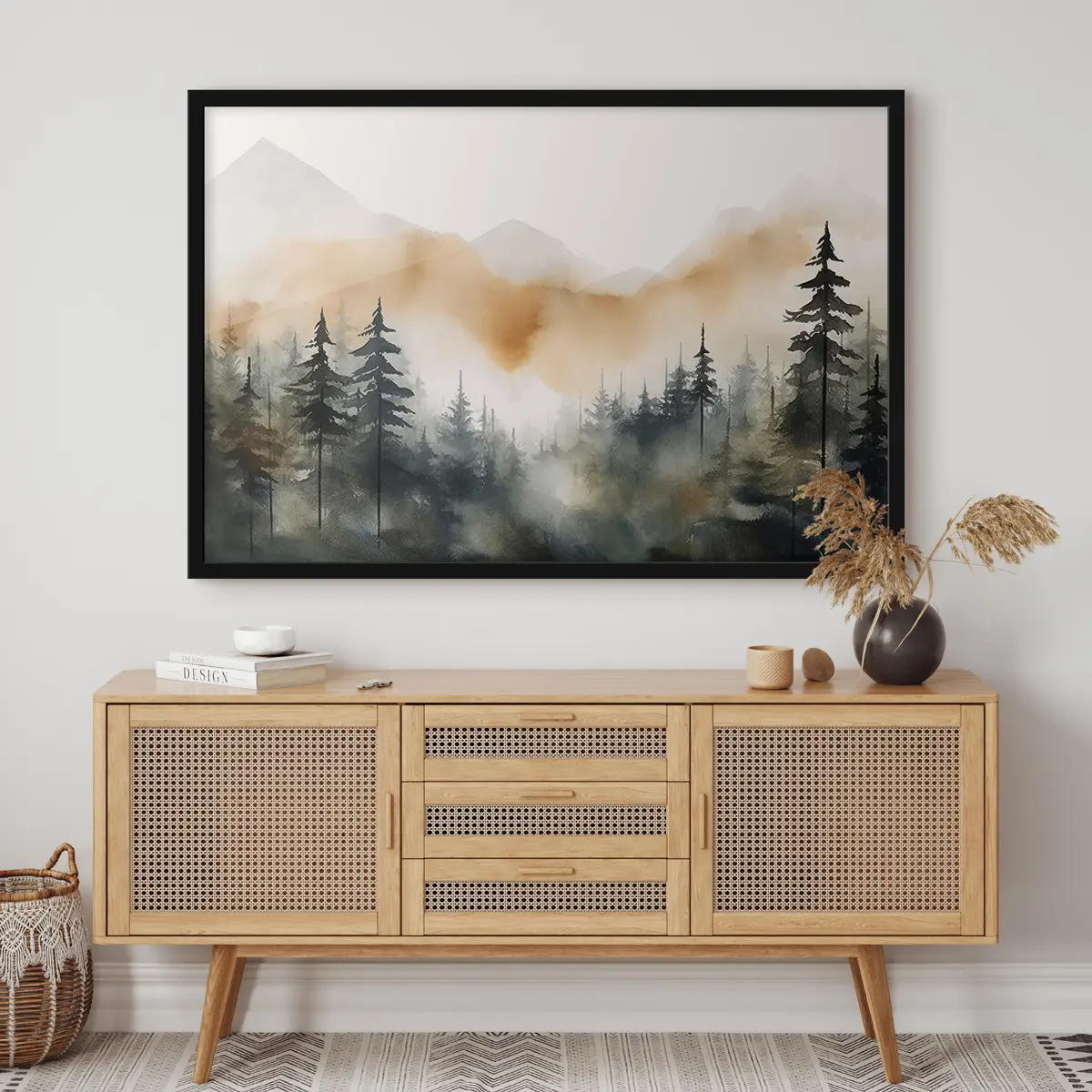 Poster Nebliger Bergwald bei Sonnenaufgang f36008