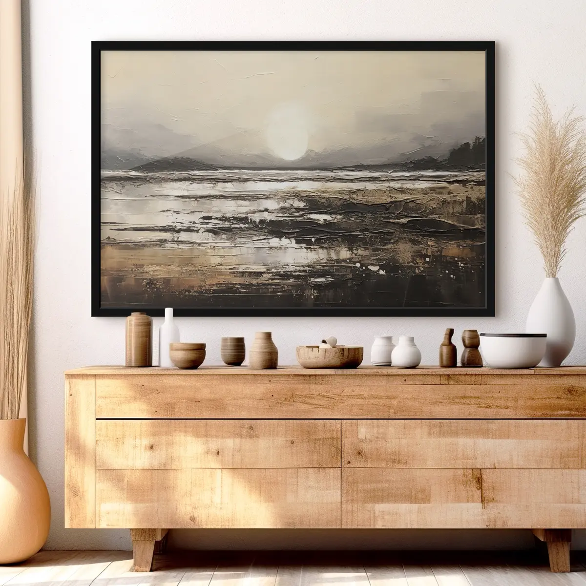 Poster Ruhiger Sonnenuntergang über stillen Gewässern f35912