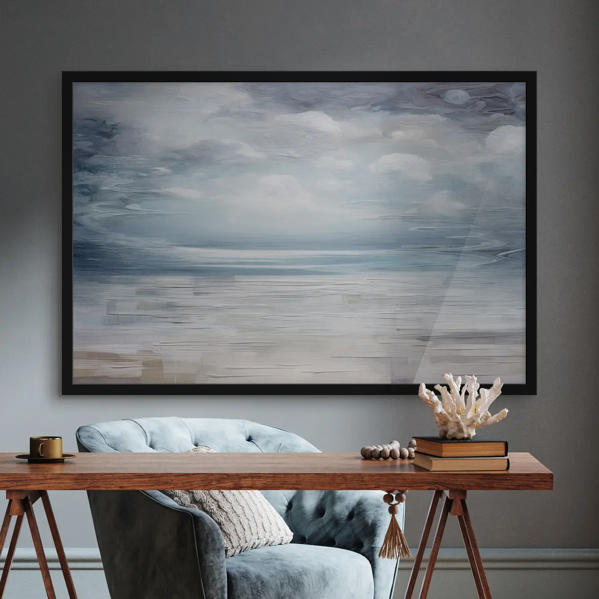 Poster Ruhiges Wasser unter bewölktem Himmel f35715