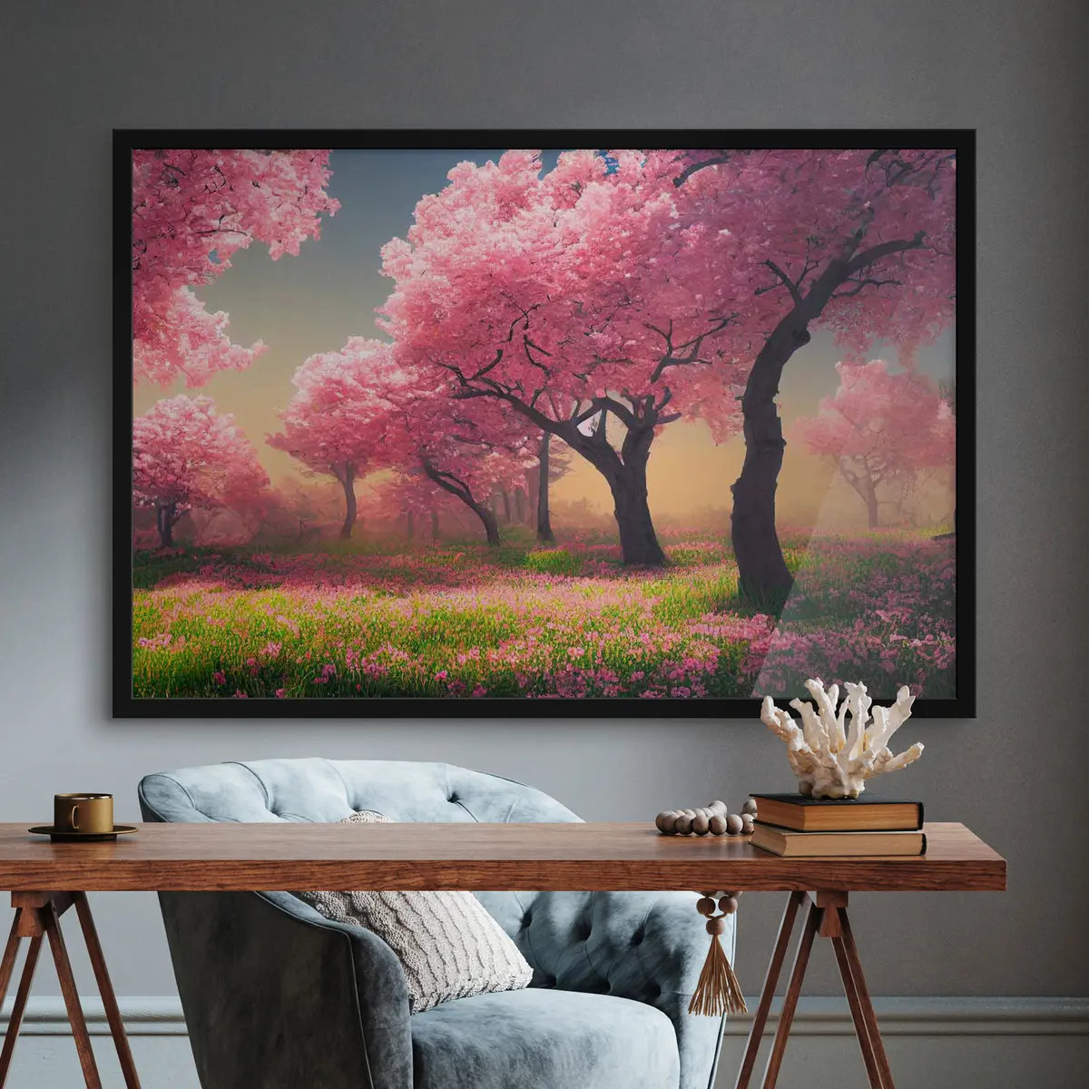 Poster Blühende Bäume in leuchtenden Frühlingsfarben f35703