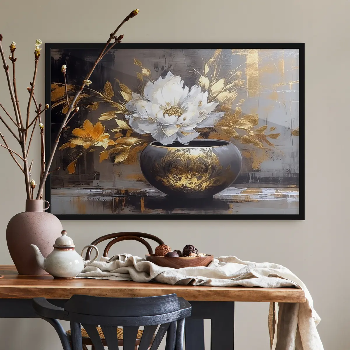 Poster Elegante Vase mit blühenden Blumen f35388