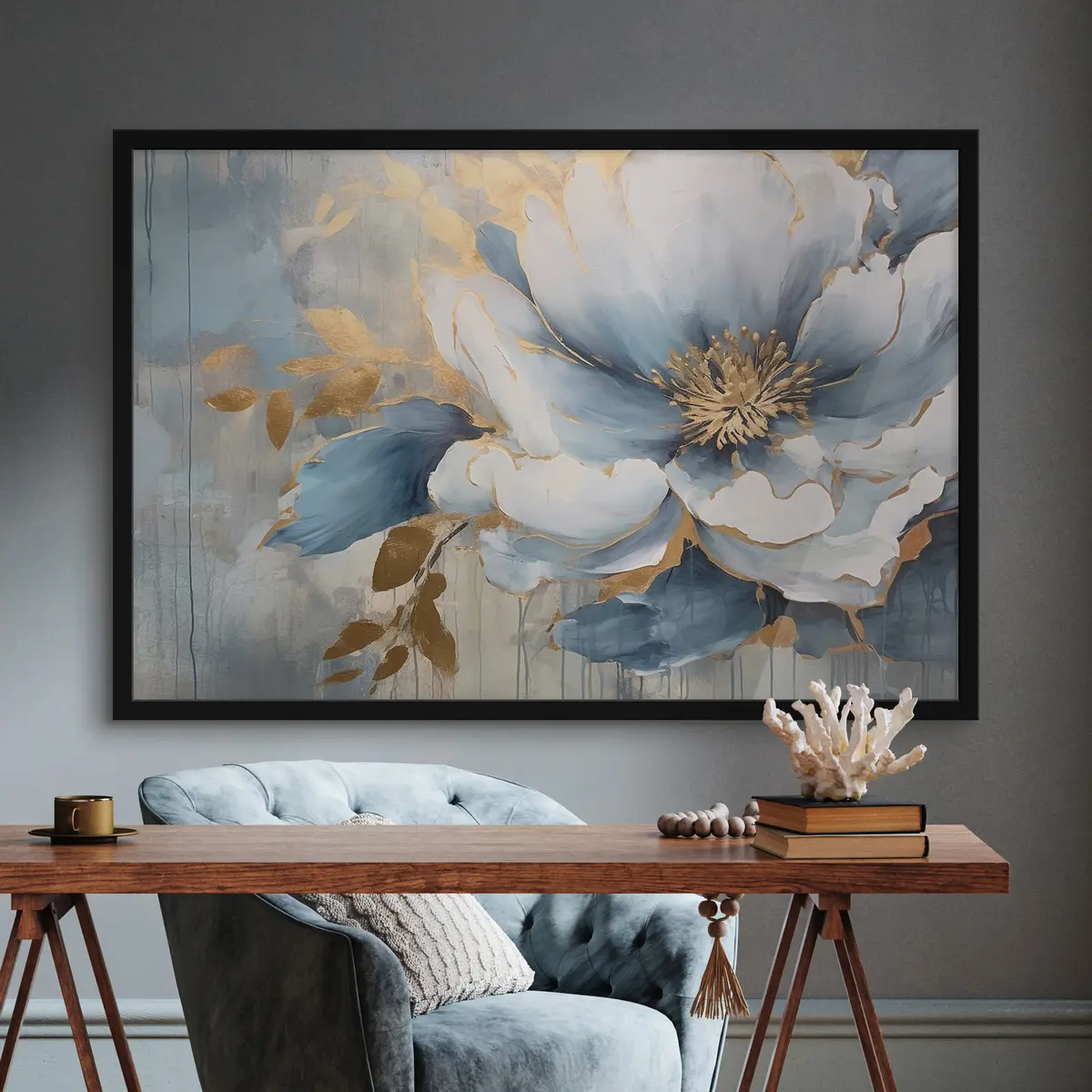 Poster Elegante Blüte in beruhigenden Farben f35382