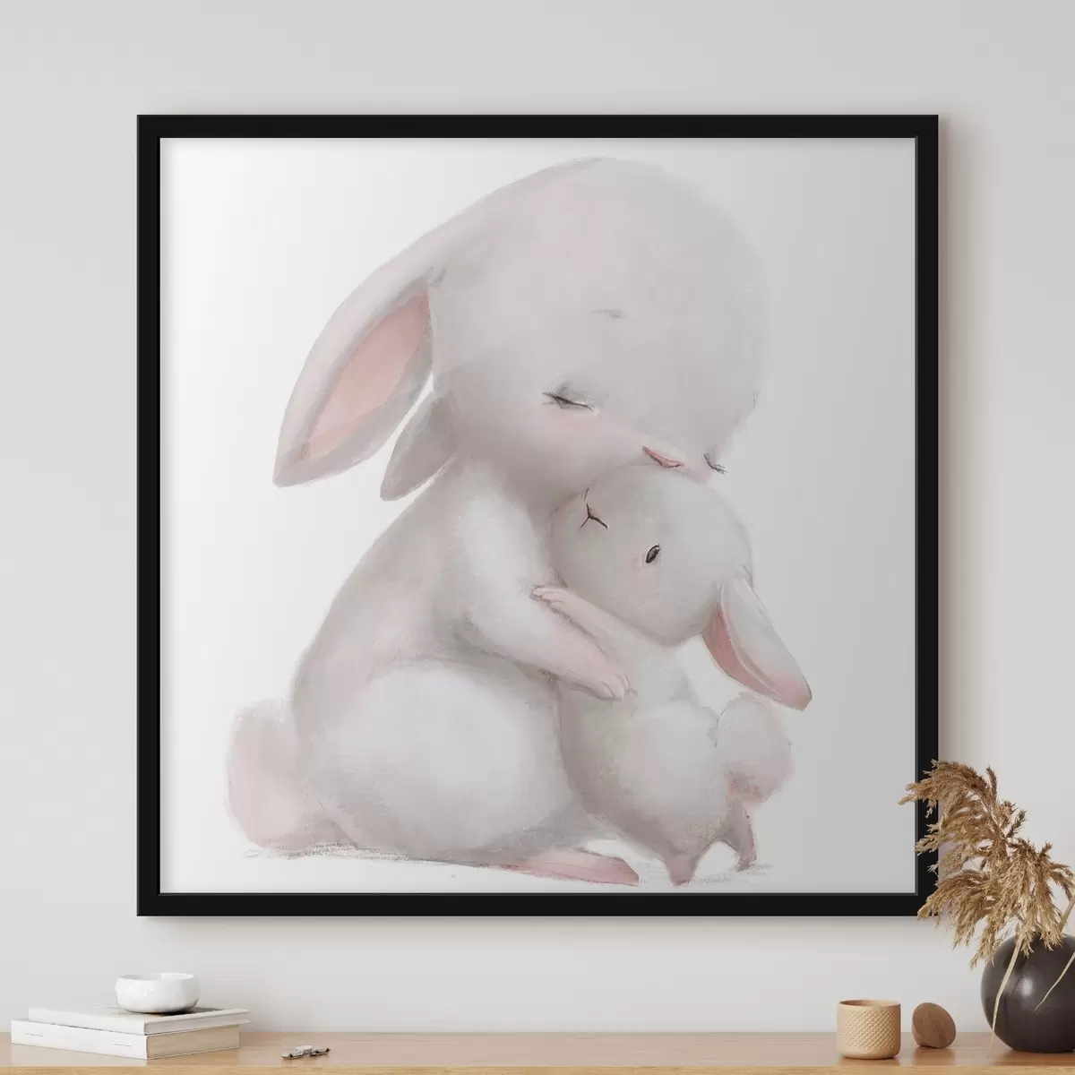 Poster Mutter Hase und Hasenumarmungen f35047