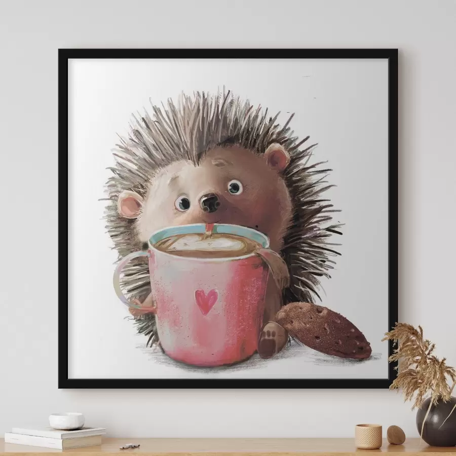 Fototapete Igel und eine Tasse Kaffee f35039