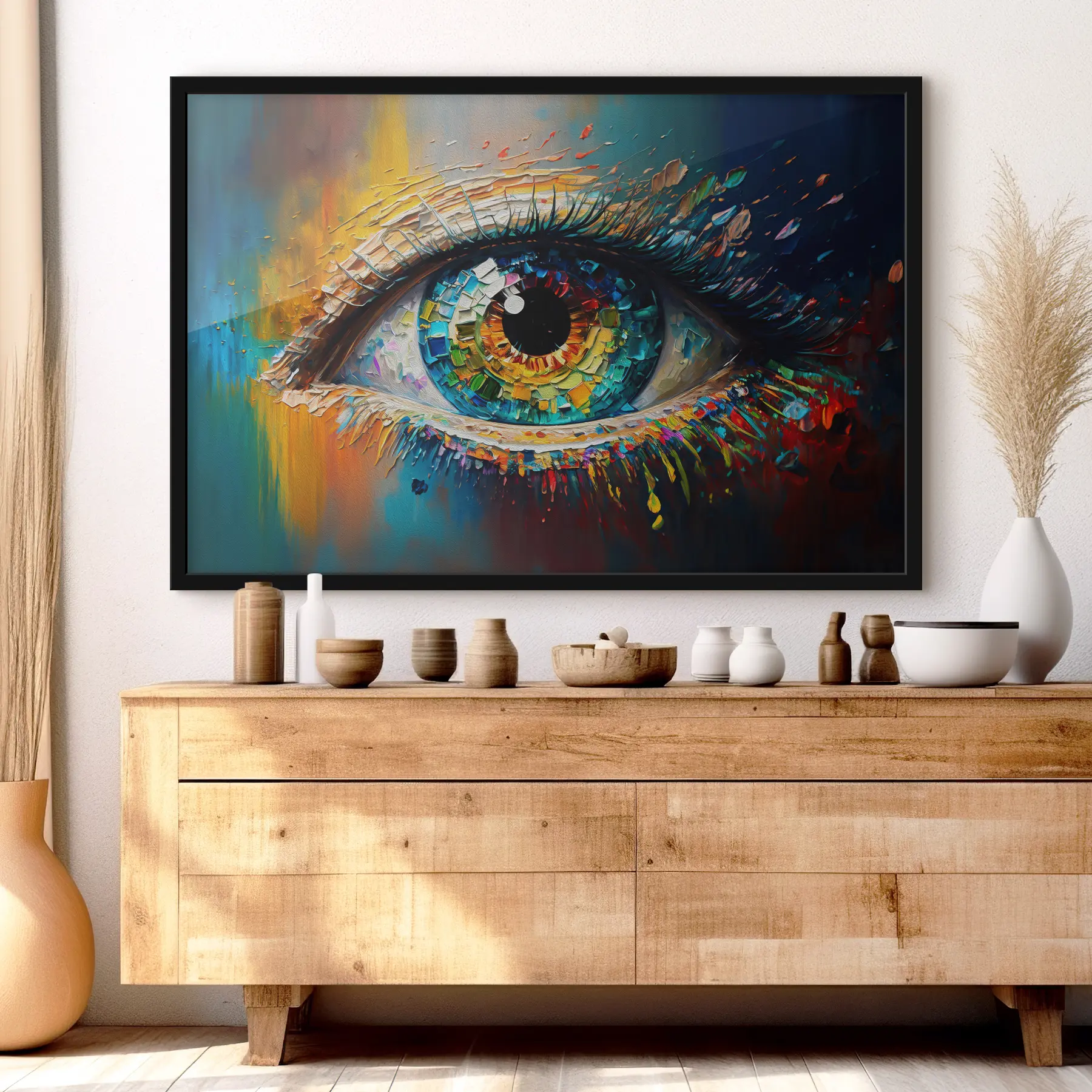 Wandbilder Lebendige Farben in einem faszinierenden Auge f34943