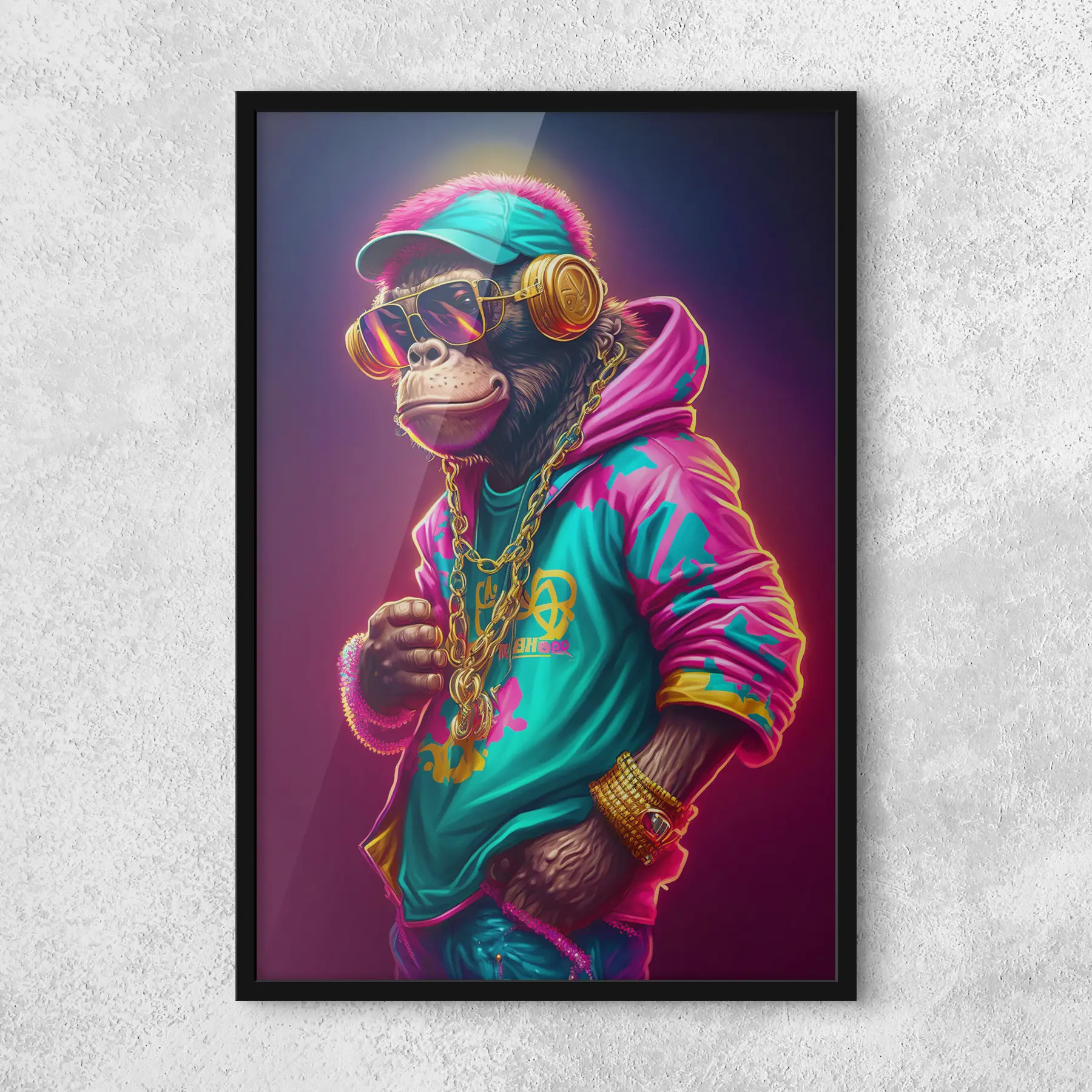 Fototapete Stilvoller Primat in lebhafter Kleidung f34891