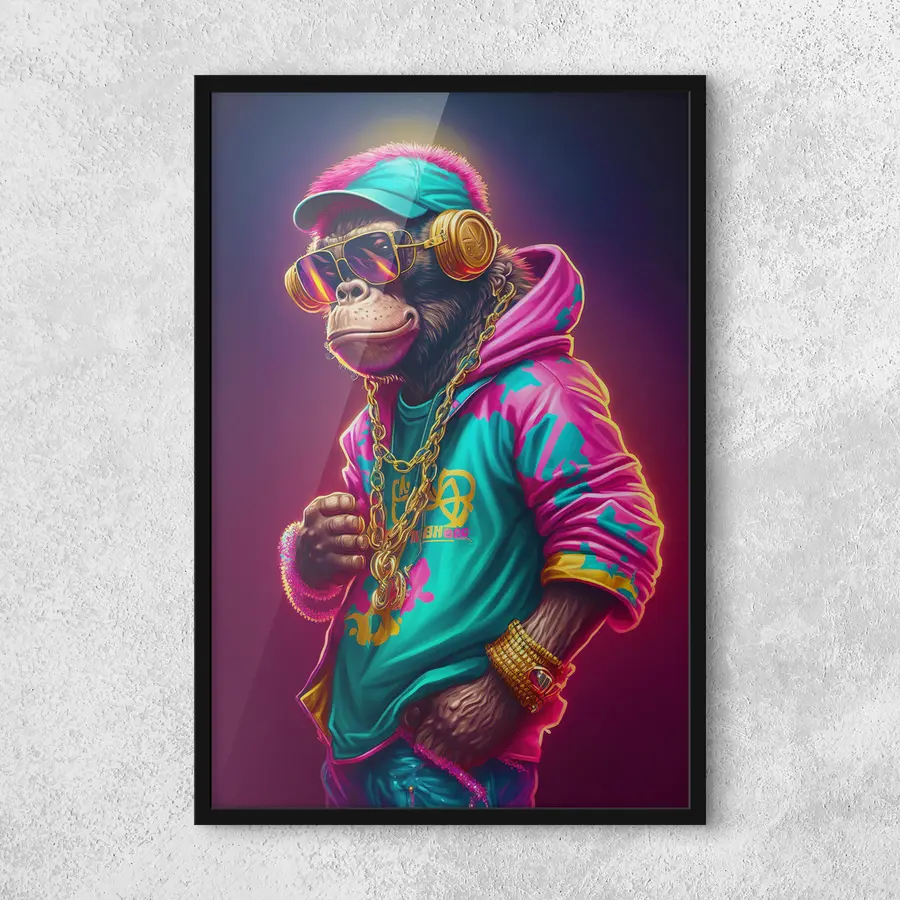 Wandbilder Stilvoller Primat in lebhafter Kleidung f34891