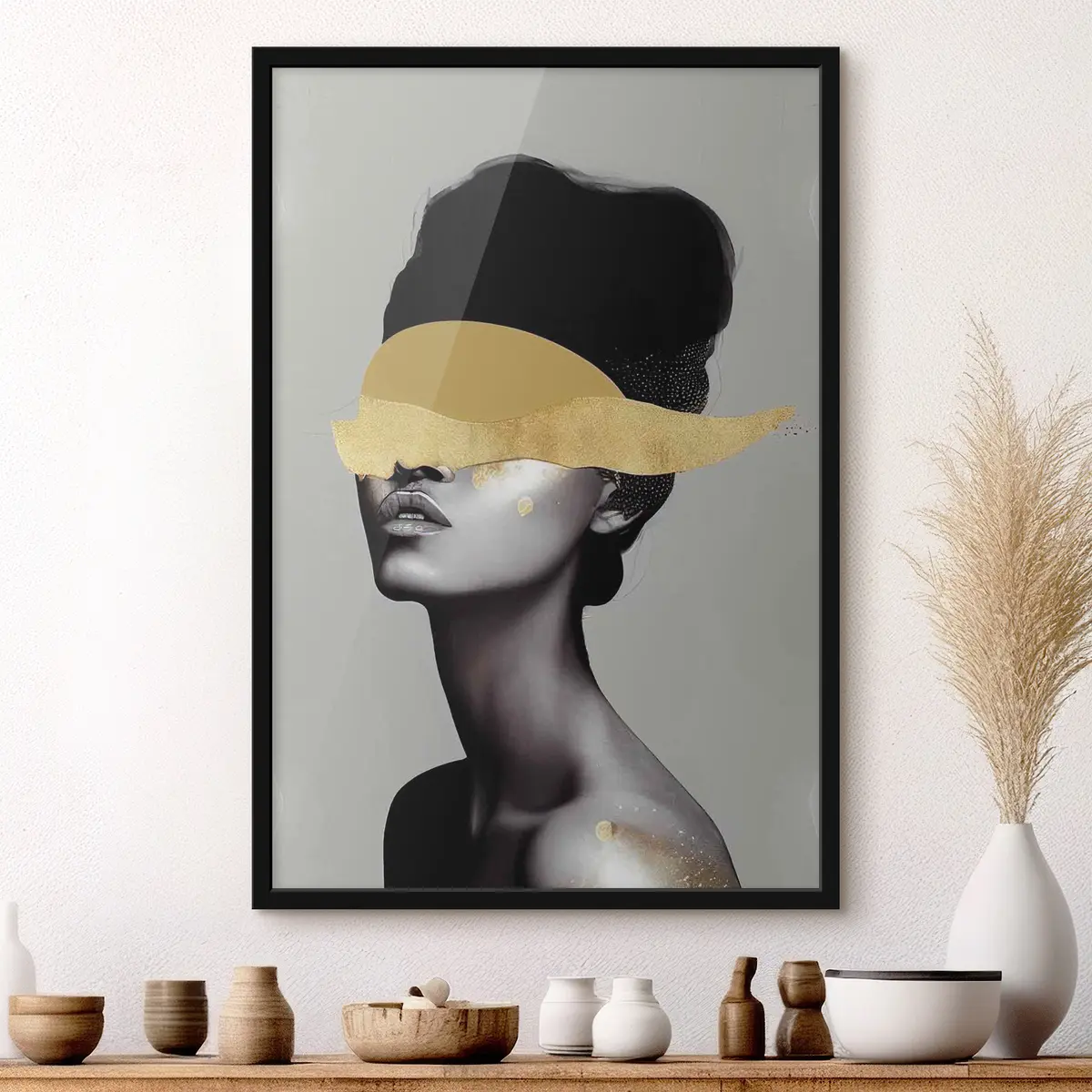 Poster Bild einer jungen Frau mit Farbe im Gesicht f34862