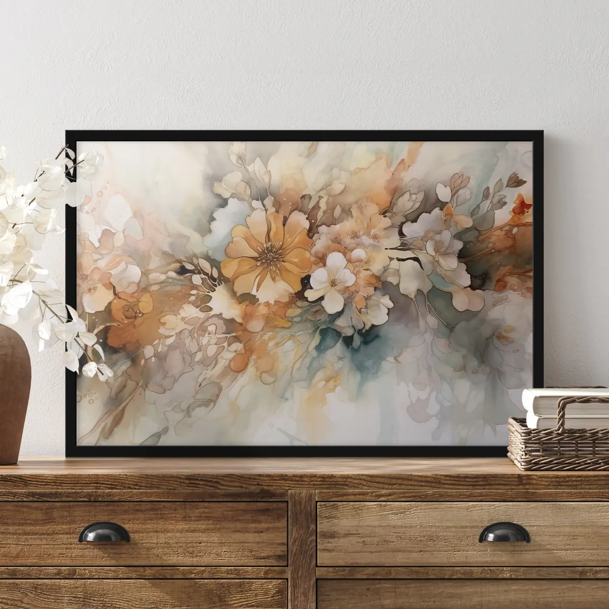 Poster Sanfte Farbtöne blühender Blumen f34202