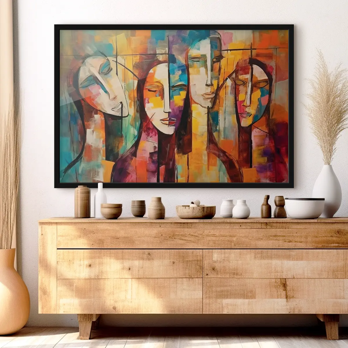 Poster Abstrakte Gesichter in leuchtenden Farben f33845