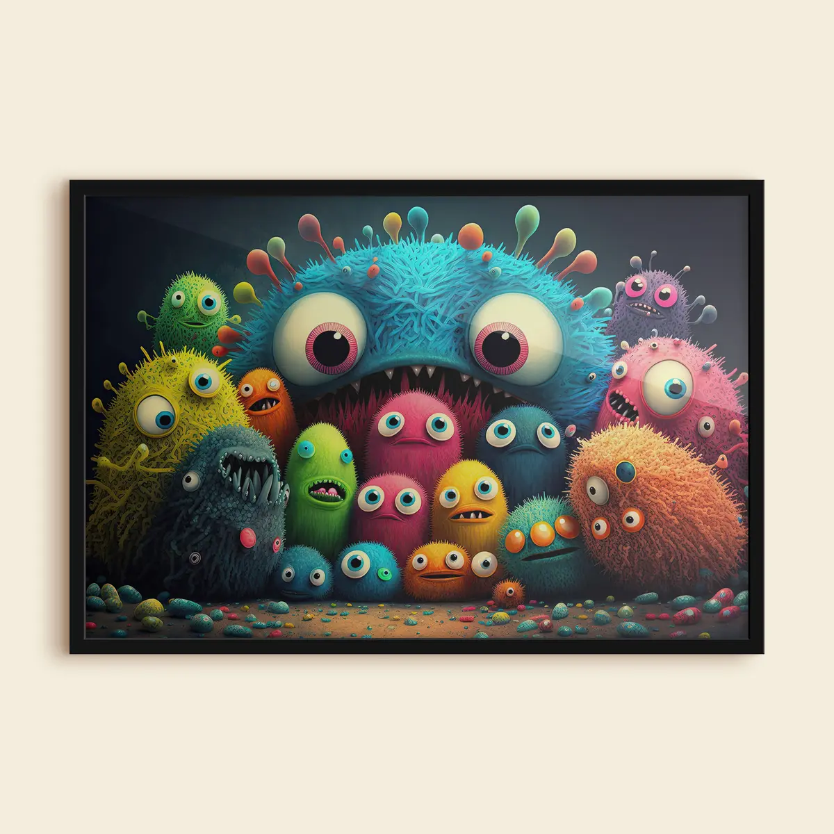 Poster Bunte Kreaturen teilen einen Moment f33531