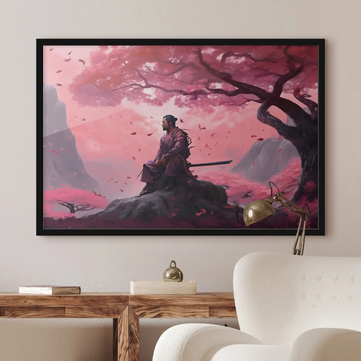 Poster Krieger in einer ruhigen Traumlandschaft f33526