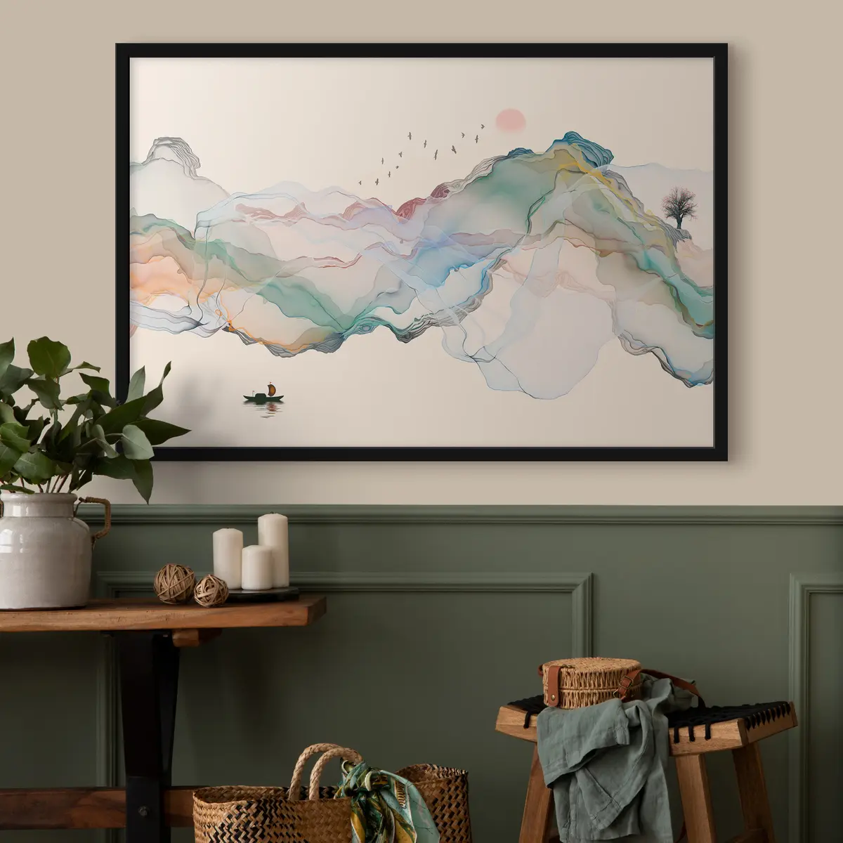 Poster Gelassene Reise durch bunte Landschaften f32936