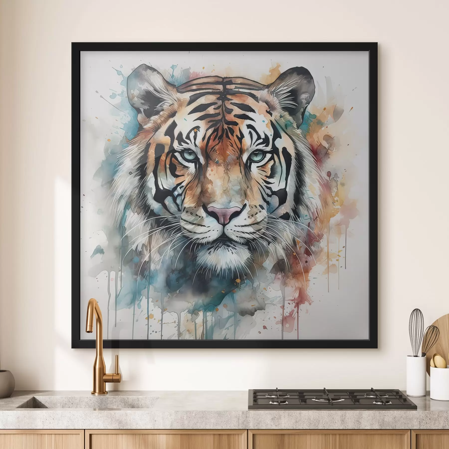 Wandbilder Tiger in einem Aquarellstil f32302