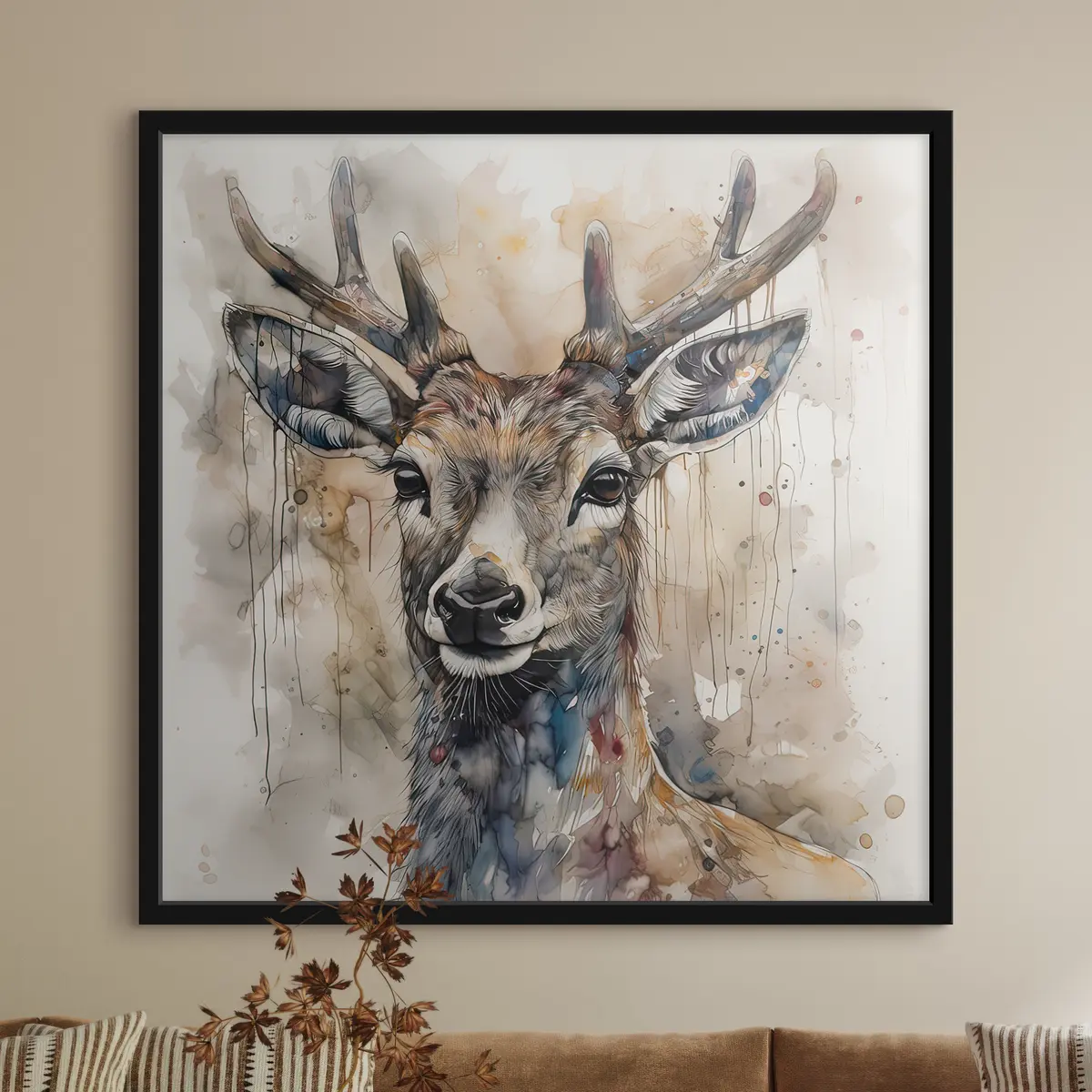 Poster Hirsche im Aquarellstil f32300