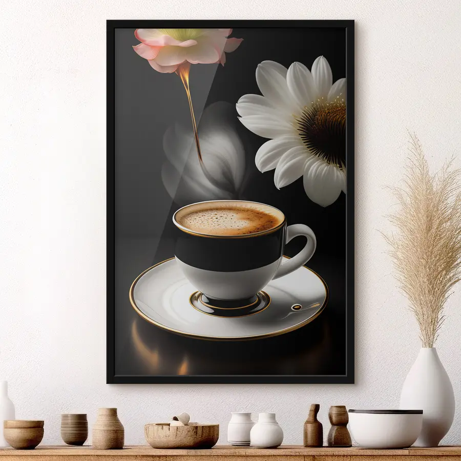 Fototapete Kaffee und Blumen in Harmonie f32167