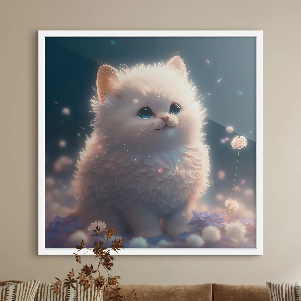 Poster Flauschiger Begleiter in einem traumhaften Garten f31842