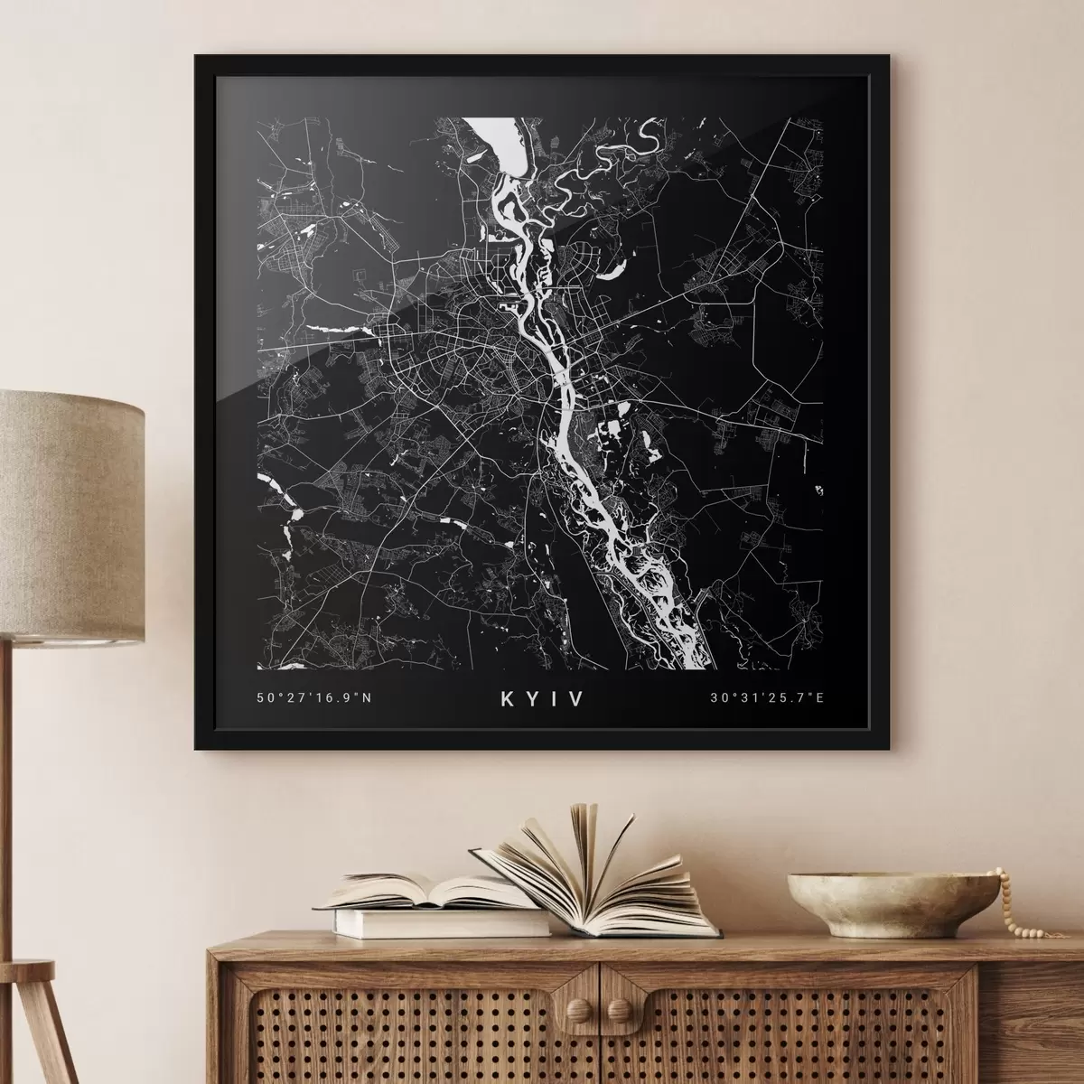 Poster Minimalistische Karte der Stadt Kiew in der Ukraine f31428