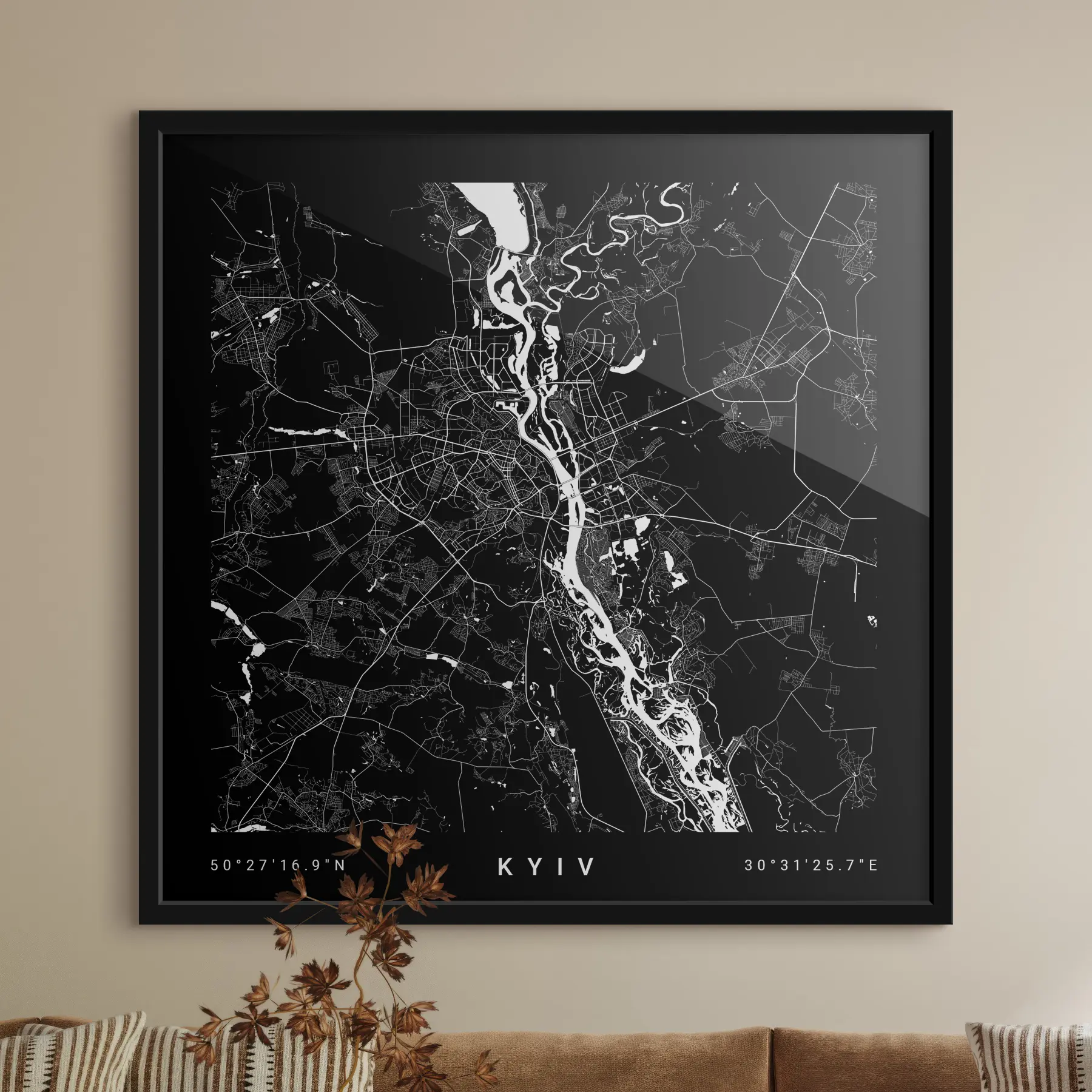 Fototapete Minimalistische Karte der Stadt Kiew in der Ukraine f31428