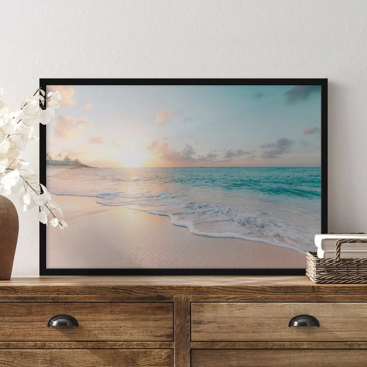 Poster Heiterer Sonnenuntergang über ruhigen Gewässern f28661