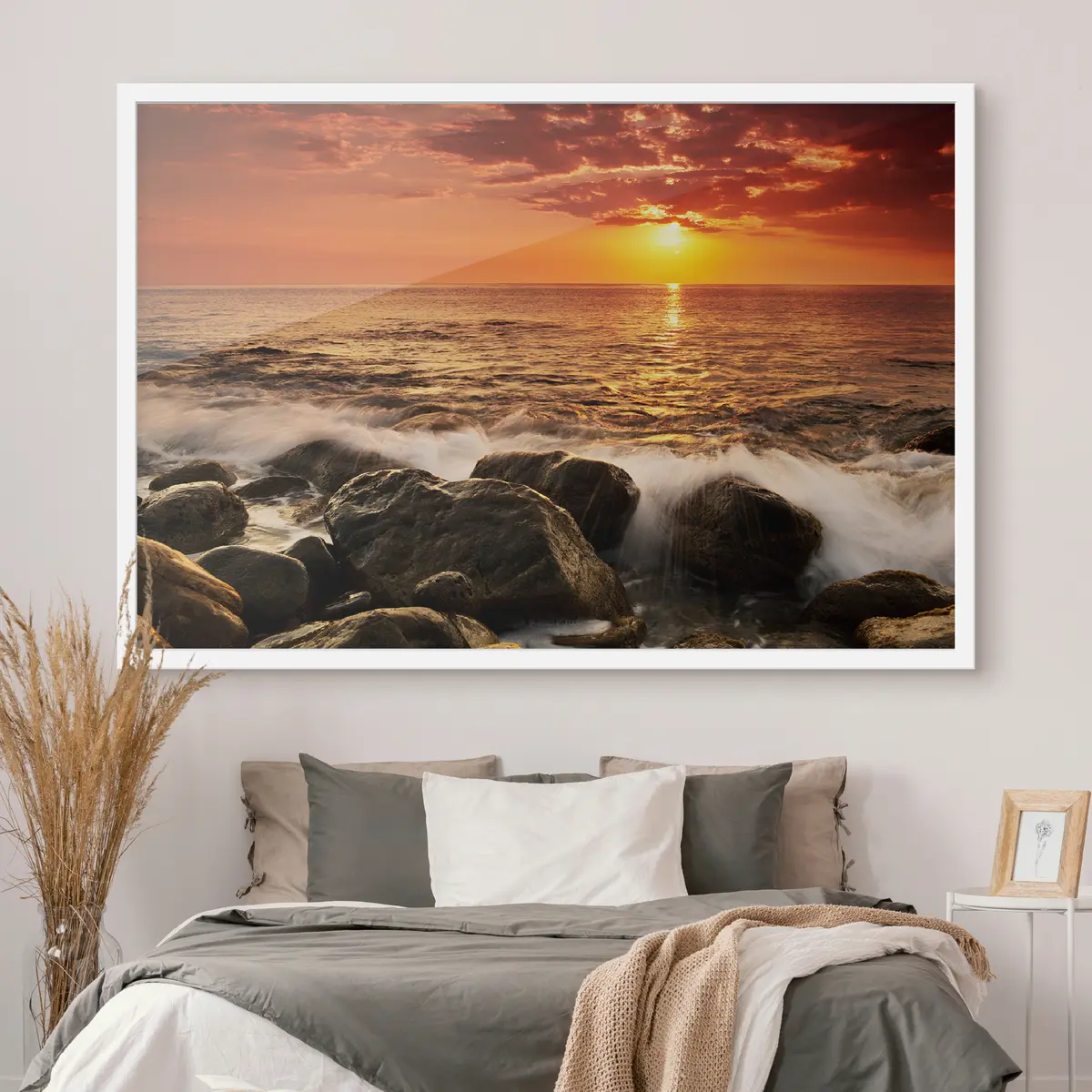 Poster Sonnenuntergang malt die Leinwand des Ozeans f19480