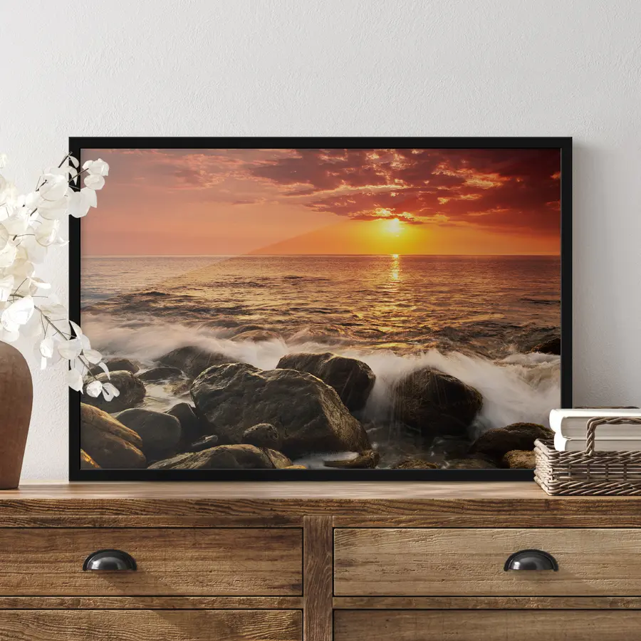 Fototapete Sonnenuntergang malt die Leinwand des Ozeans f19480