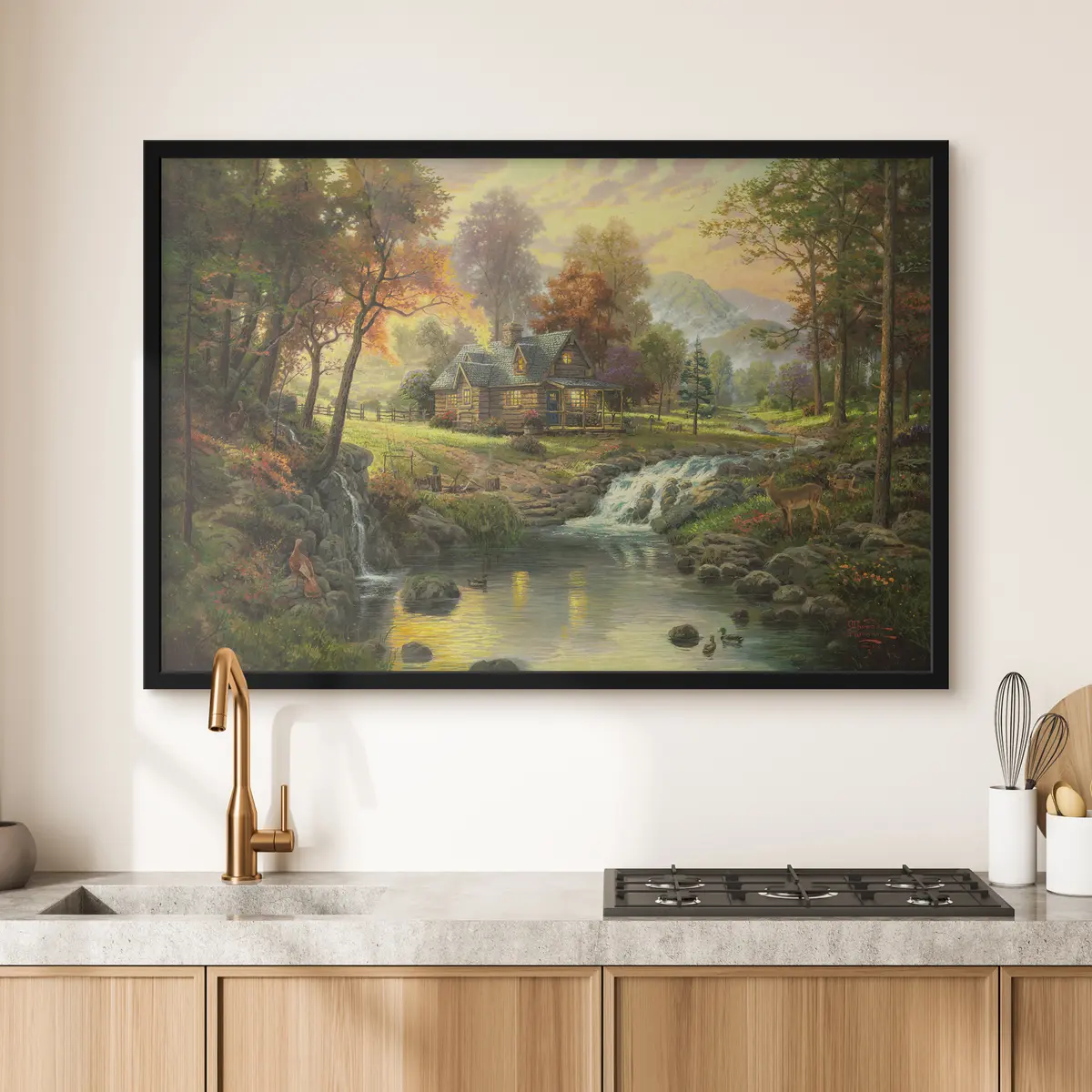 Poster Ruhige Hütte am friedlichen Bach f15161