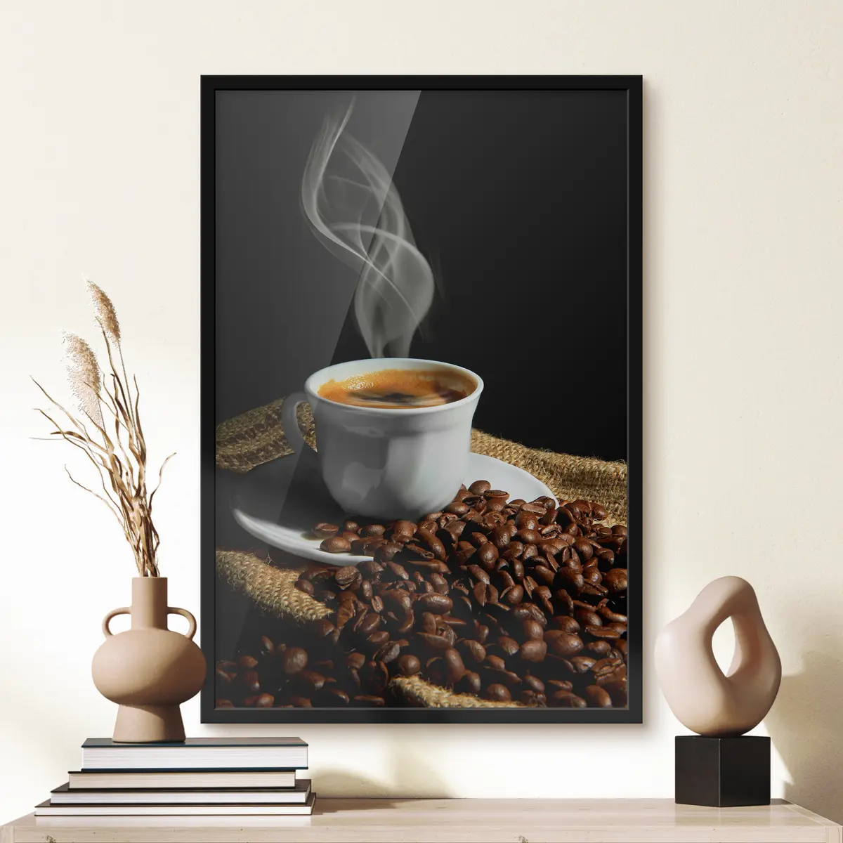 Poster Eine dampfende Tasse frischer Kaffee f07770